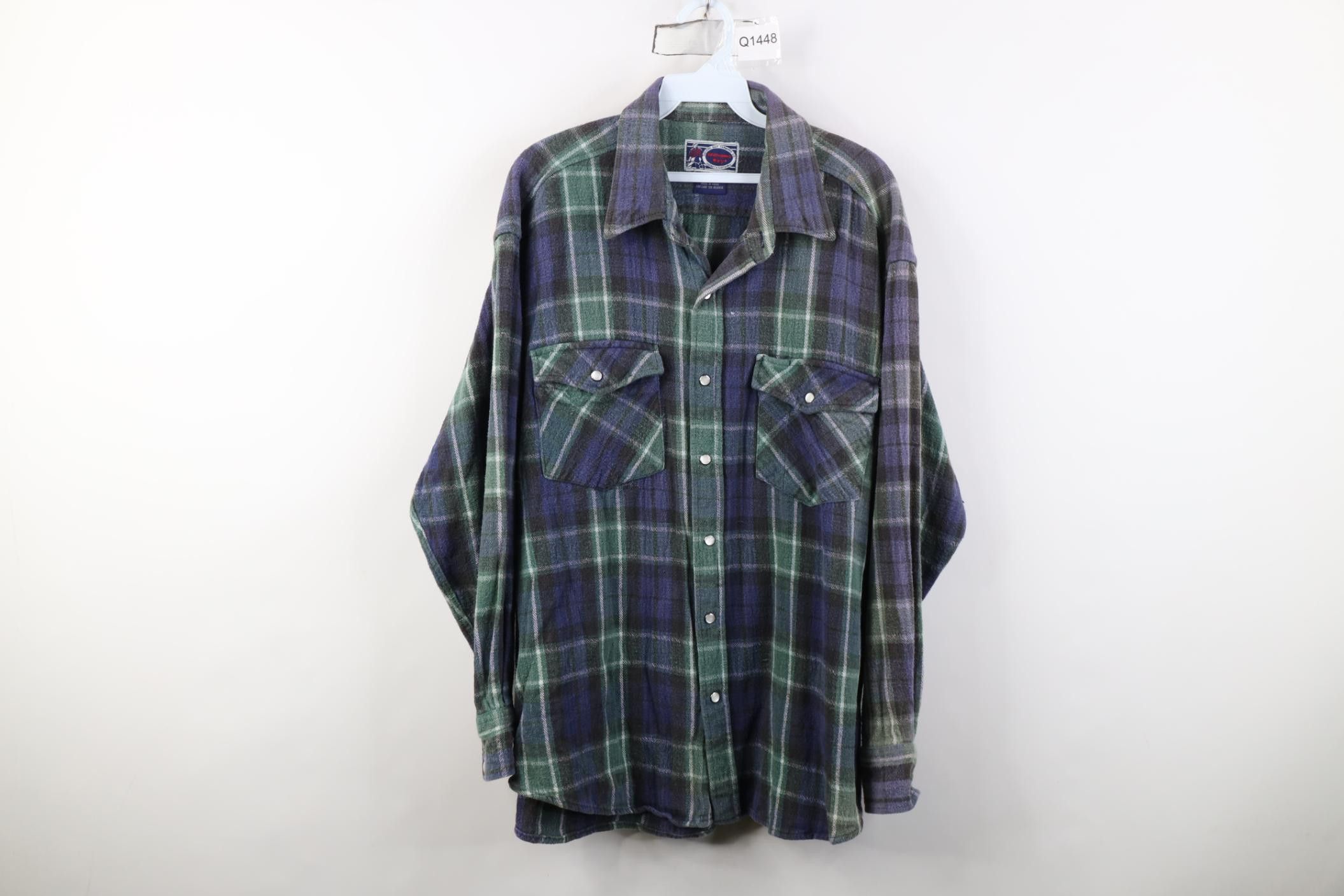 Vintage Vintage 90s Streetwear Heavyweight Snap Button Flannel Shirt Size US XL / EU 56 / 4 - 1 Thumbnail