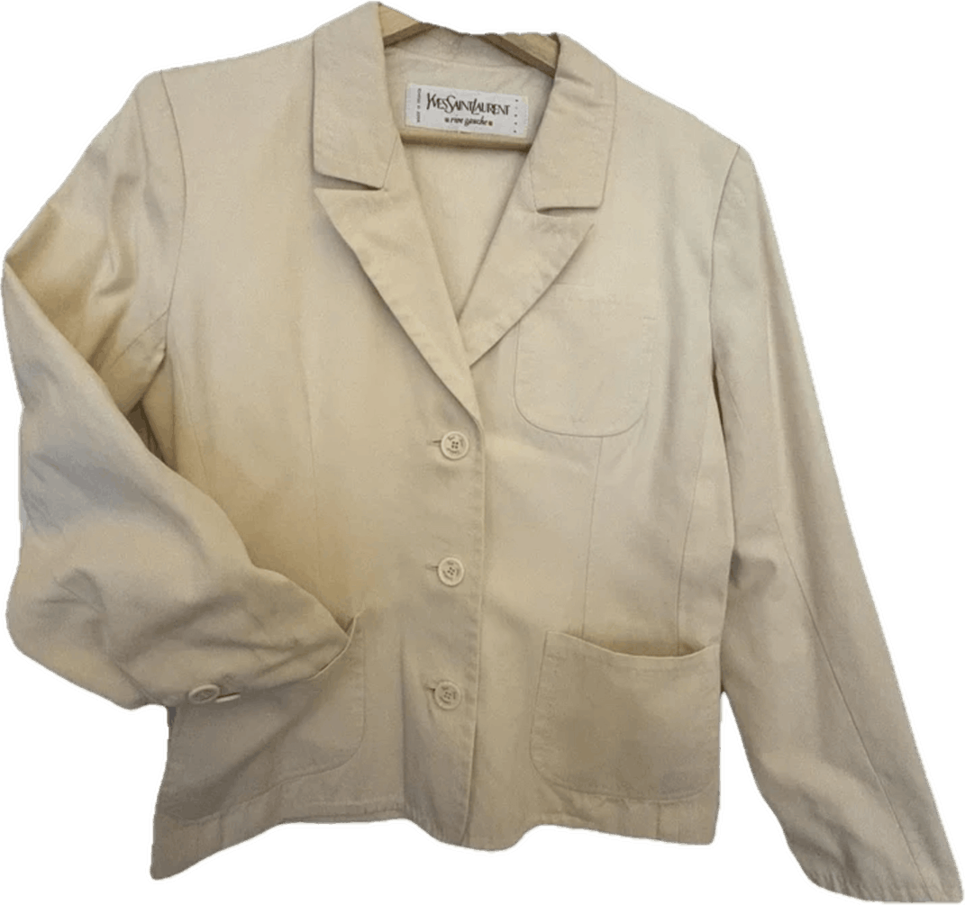 Yves Saint Laurent Yves Saint Laurent Rive Gauche BLAZER -- Ecru/Cream, 44 FR Size L / US 10 / IT 46 - 4 Thumbnail