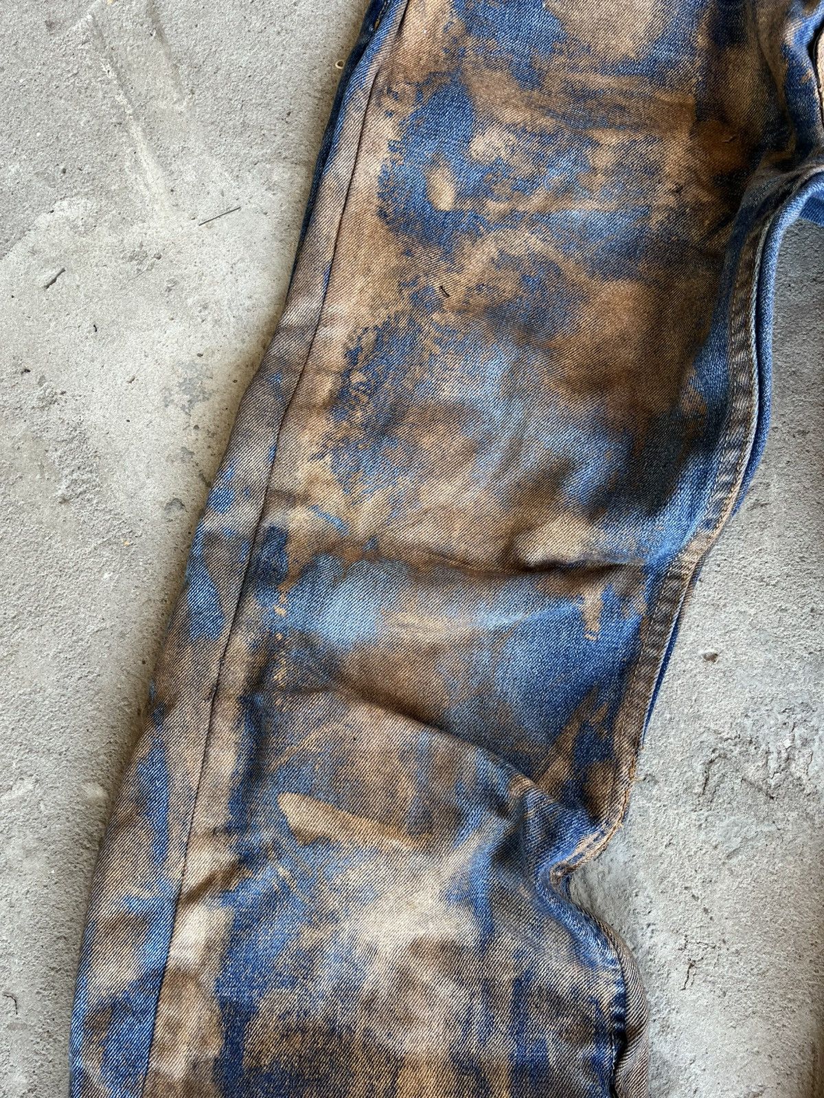 20471120 × If Six Was Nine × Le Grande Bleu (L.G.B.) Dirty Painted Distressed Thrashed Faded Baggy Jeans Y2K Size US 33 - 6 Thumbnail