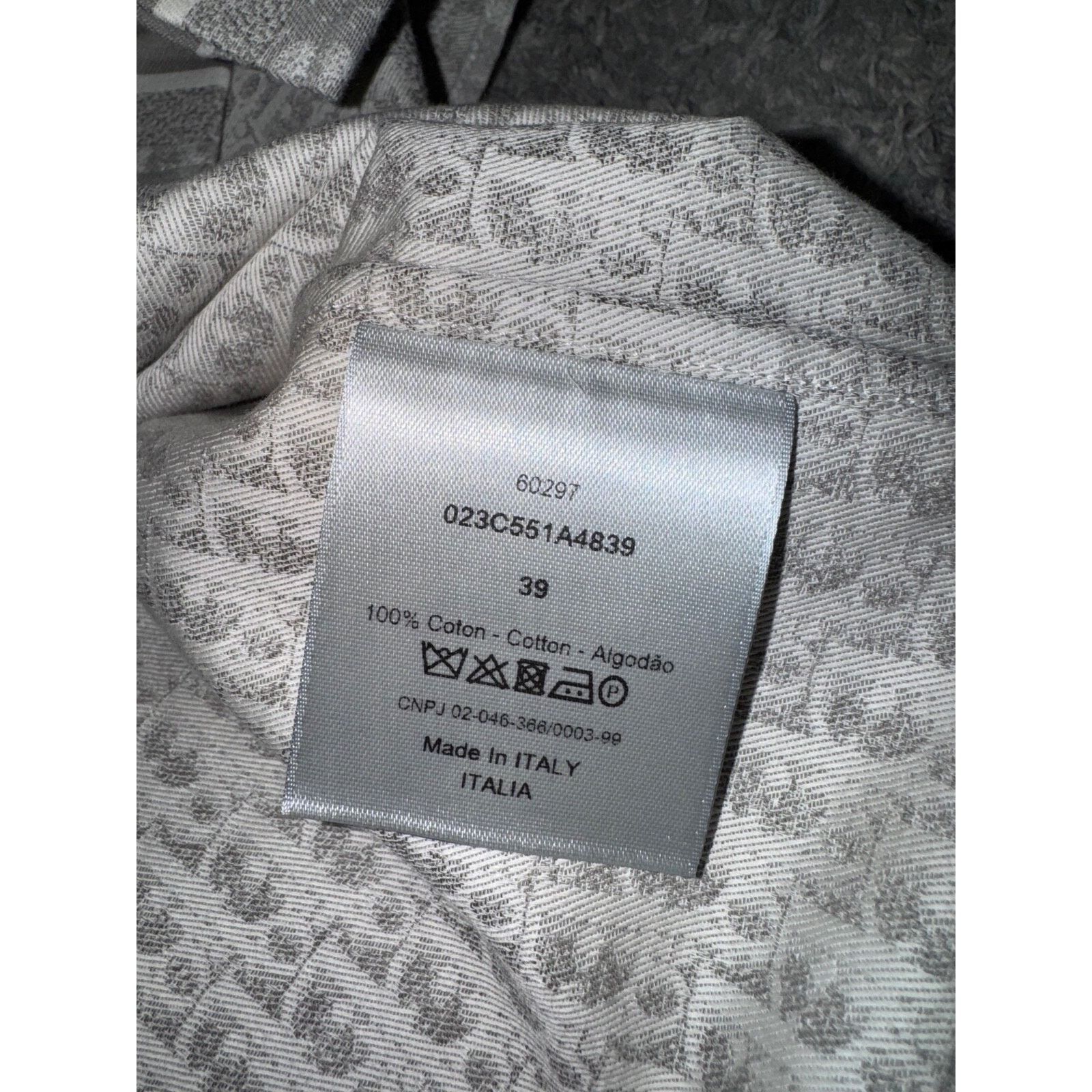 Dior Dior Oblique Grey Logo Cotton Jacquard Short Sleeve Size US M / EU 48-50 / 2 - 16 Thumbnail
