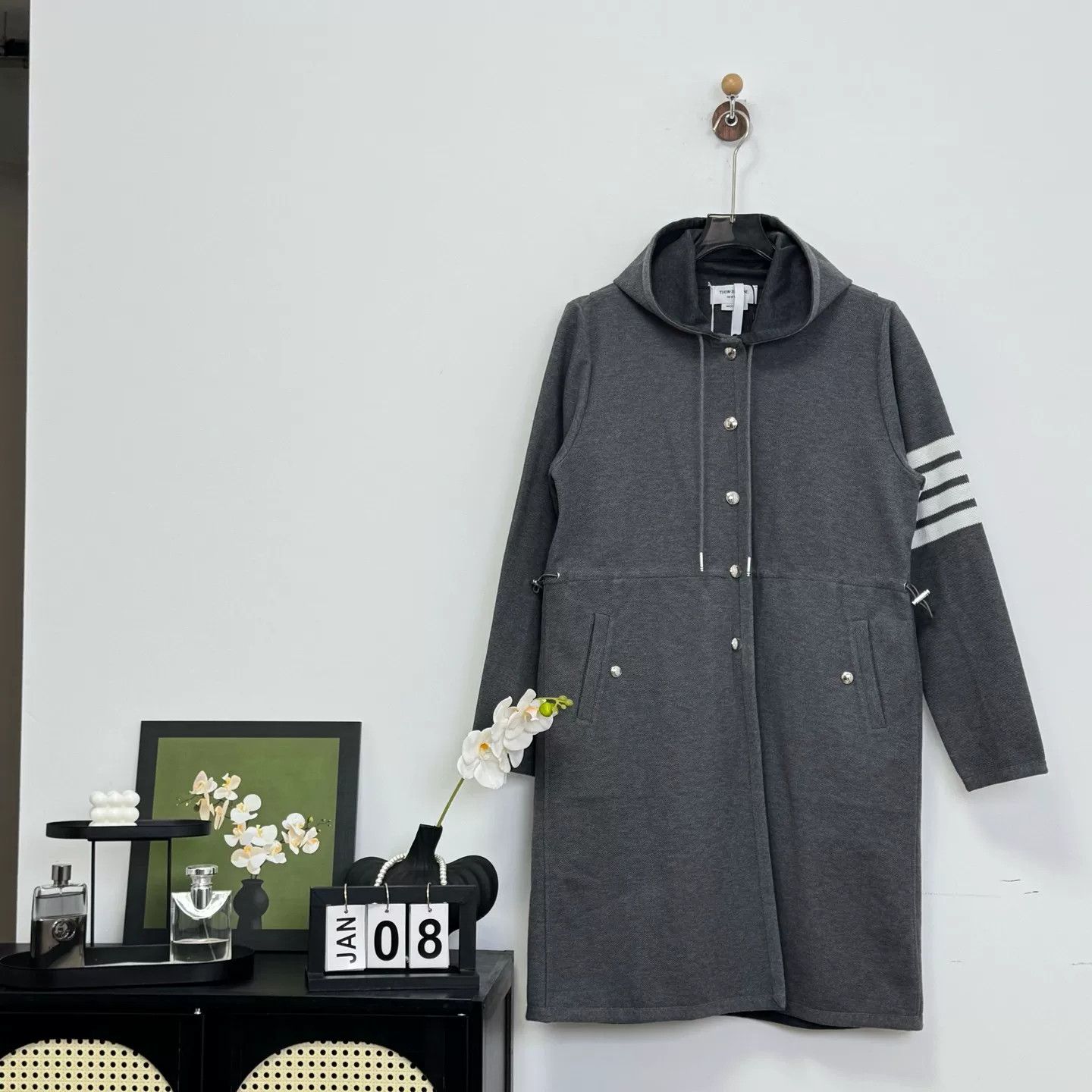 Thom Browne Thom Browne Gray Striped Trench Coat Size US XS / EU 42 / 0 - 1 Thumbnail