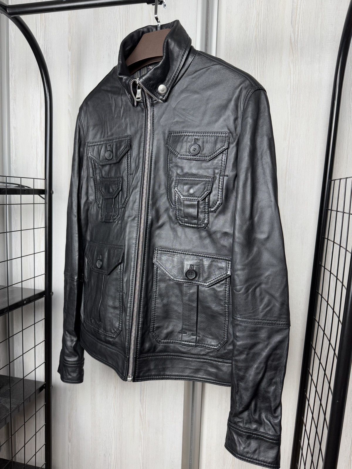 Dolce & Gabbana 2000s Dolce & Gabbana Multipocket Black Leather Jacket Size US L / EU 52-54 / 3 - 4 Thumbnail