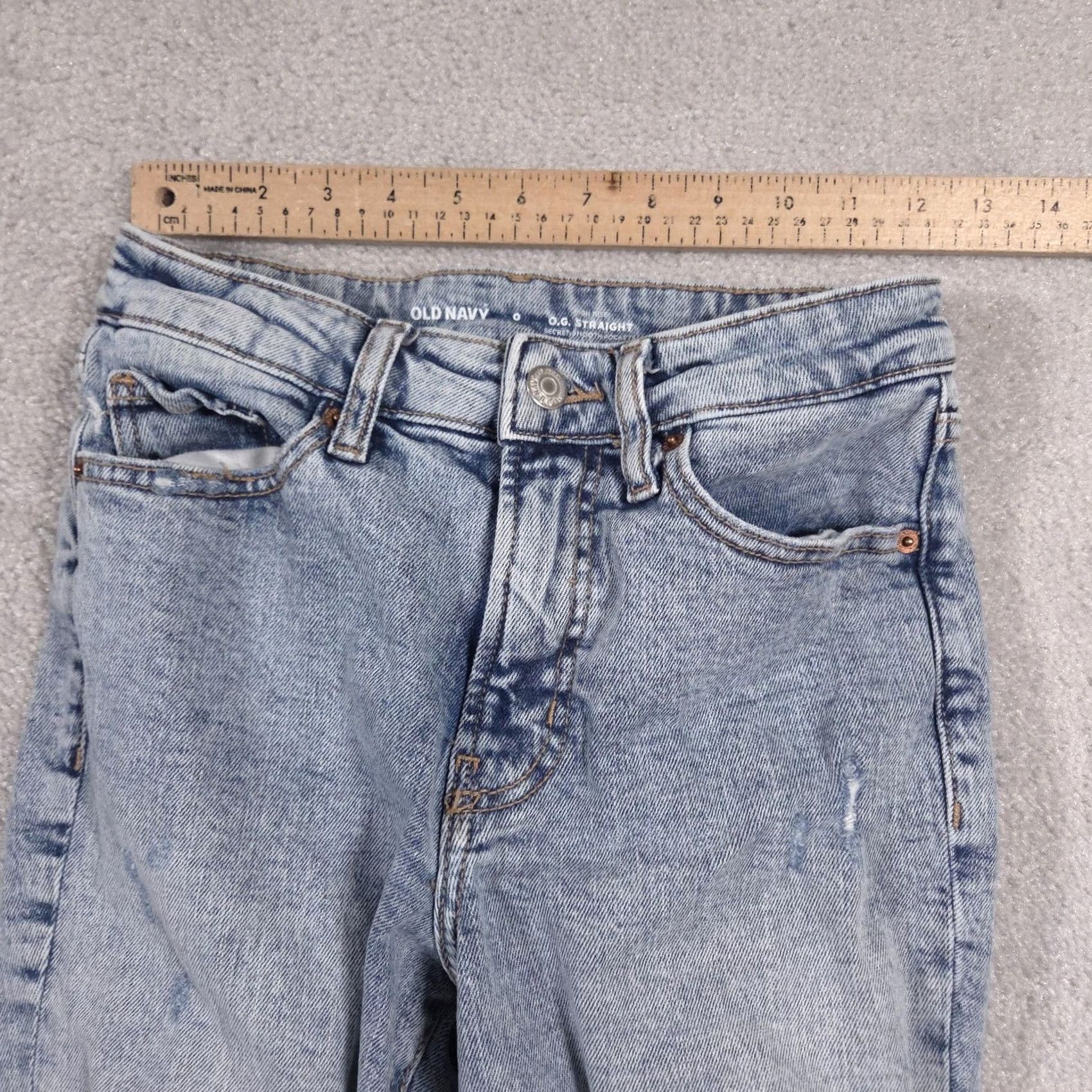 Old Navy Old Navy Jeans Womens 0 Blue High Rise OG Straight Distressed Ripped Knees Denim Size 25" / US 0 / IT 36 - 7 Thumbnail