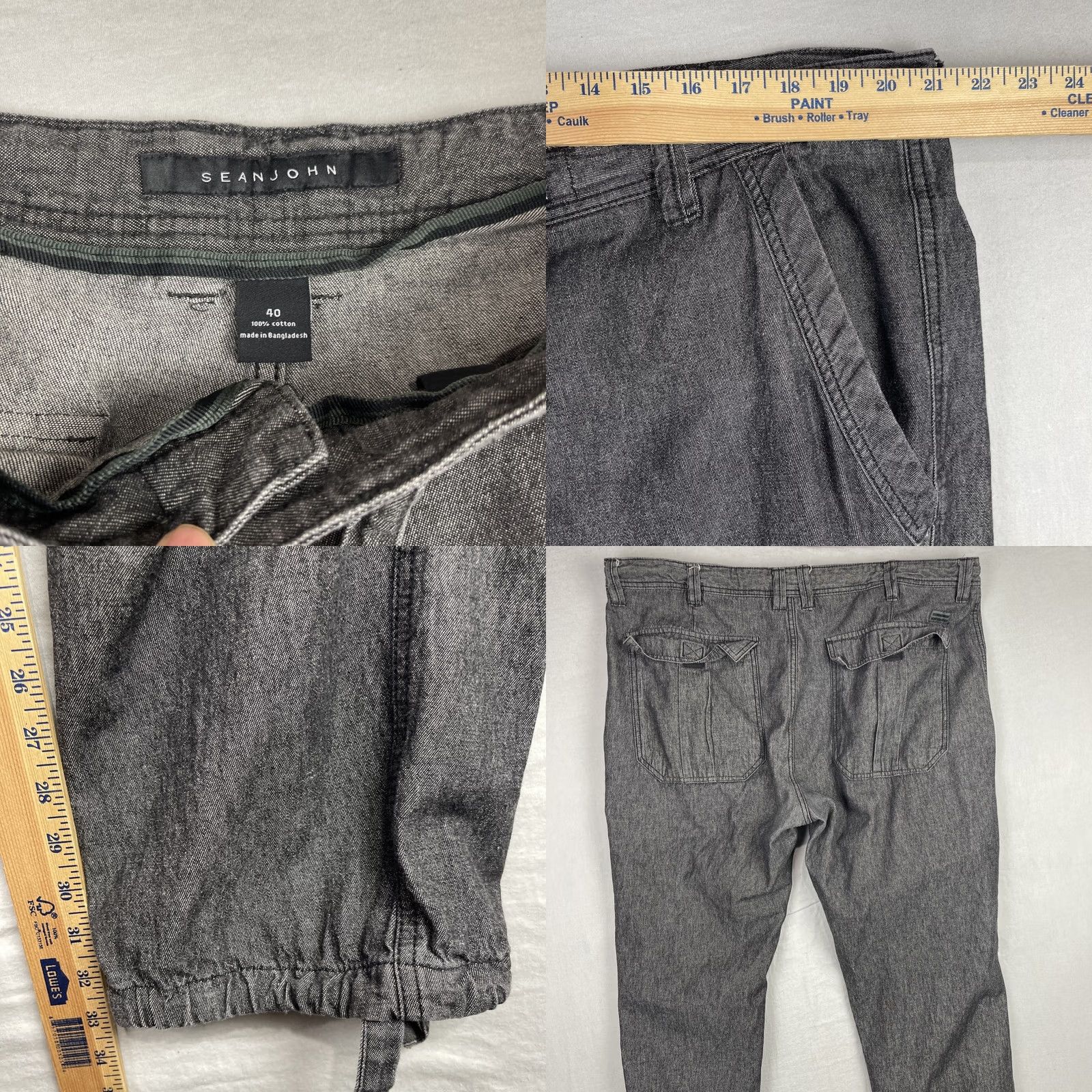 Sean John Sean John Cargo Pants Mens 40x33 Black Chambray Paratrooper Combat Drawcord Y2K Size US 40 / EU 56 - 8 Thumbnail