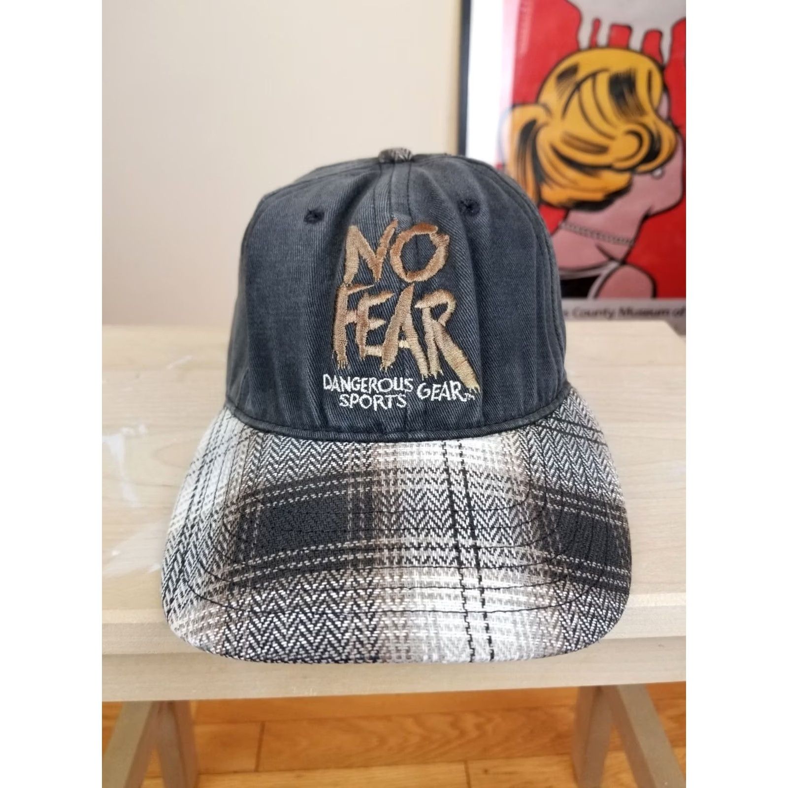 No Fear VINTAGE No Fear DANGEROUS SPORTS GEAR PLAID SNAPBACK HAT Adjustable Black 1990s Cap Mens Size ONE SIZE - 2 Thumbnail