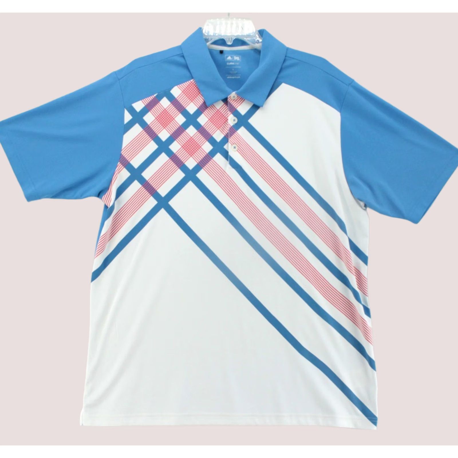 Adidas Adidas Polo Shirt Mens Large White Striped Climalite Golf Stretch Polo Shirt Size US L / EU 52-54 / 3 - 1 Thumbnail