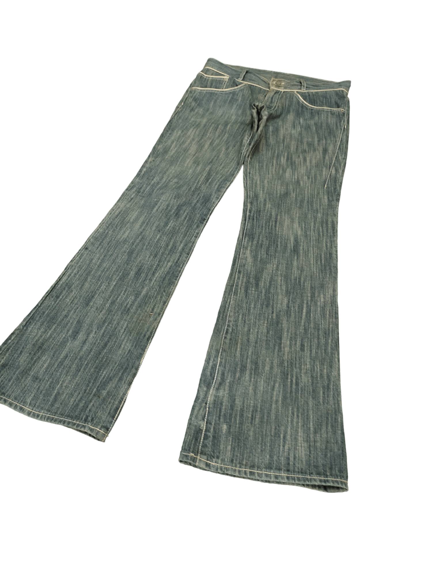 If Six Was Nine Flare Jeans Body Butter Distress Faded Boot Cut Y2k Mudmax Size US 33 - 1 Thumbnail