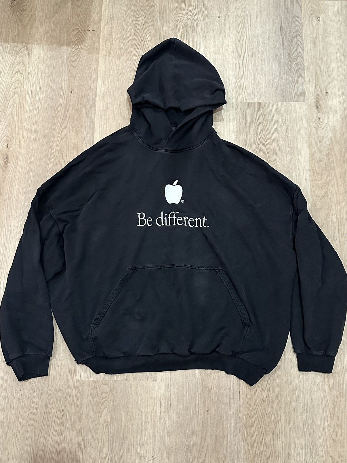 image of Balenciaga Be Different Apple Hoodie in Navy, Men's (Size XL)