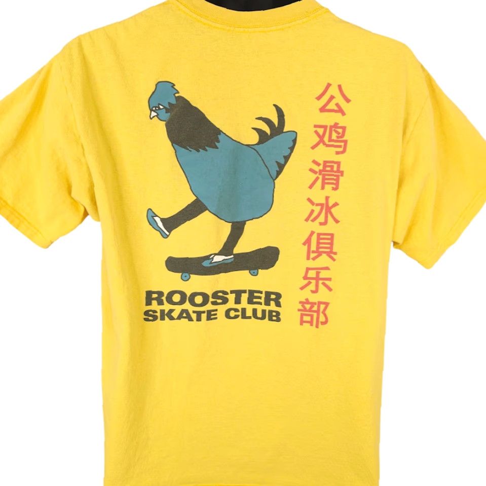 Vintage Rooster Skate Club T Shirt Mens Size Large Yellow Skater Chicken Streetwear Graphic Tee Size US L / EU 52-54 / 3 - 4 Thumbnail