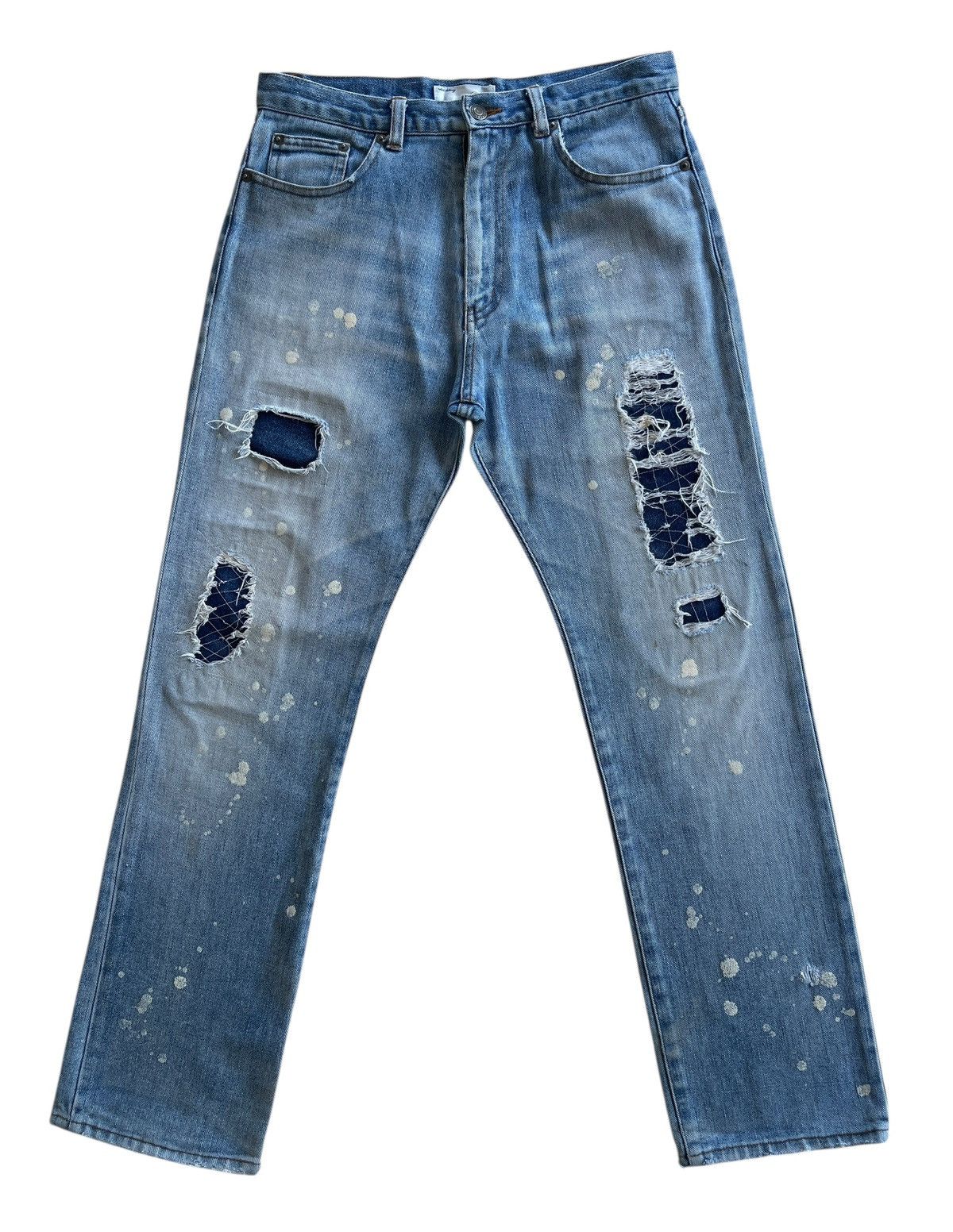 Japanese Brand Japanese TTU Distressed Paint Splatters Patchwork Denim Size US 29 - 2 Thumbnail