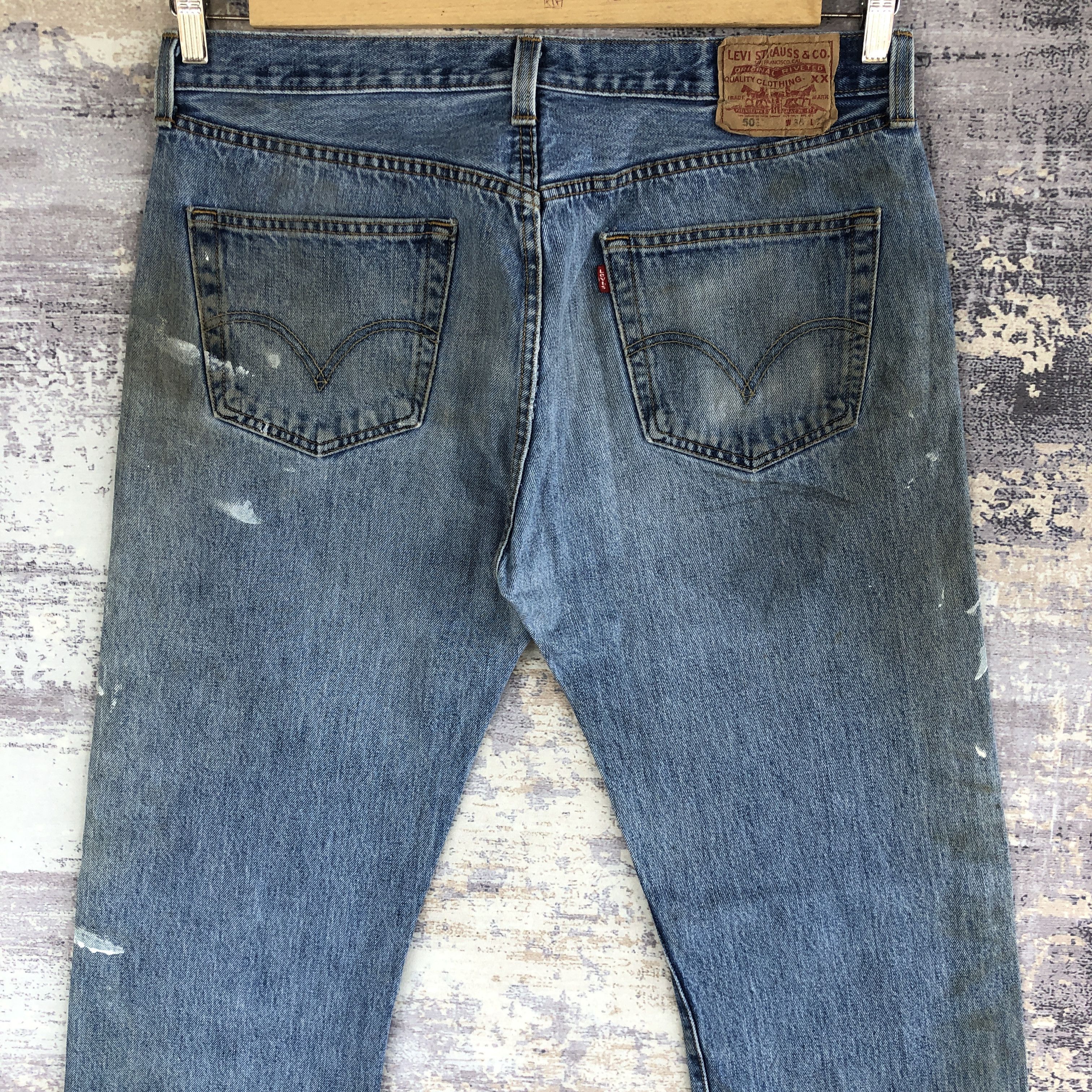 Levi's Vintage 90s Dirty Levis 501 Jeans Levi's Painter Blue Denim Size US 36 / EU 52 - 4 Thumbnail