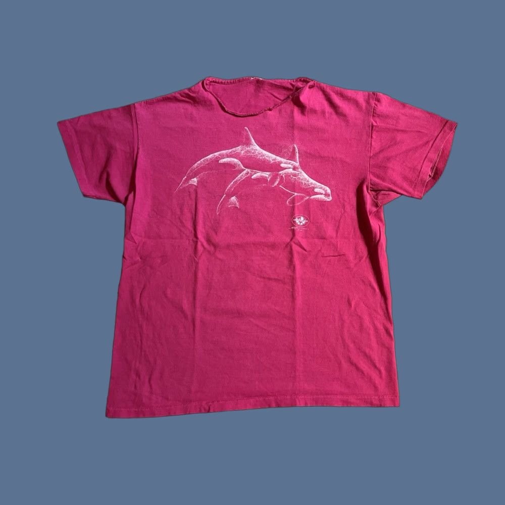 Pinko VINTAGE Greenpeace Orca Whale Shirt L Pink Short Sleeve Women 80s Casual Knit Cotton Regular Size L Mens Womens Girls Boys Size L / US 10 / IT 46 - 1 Thumbnail