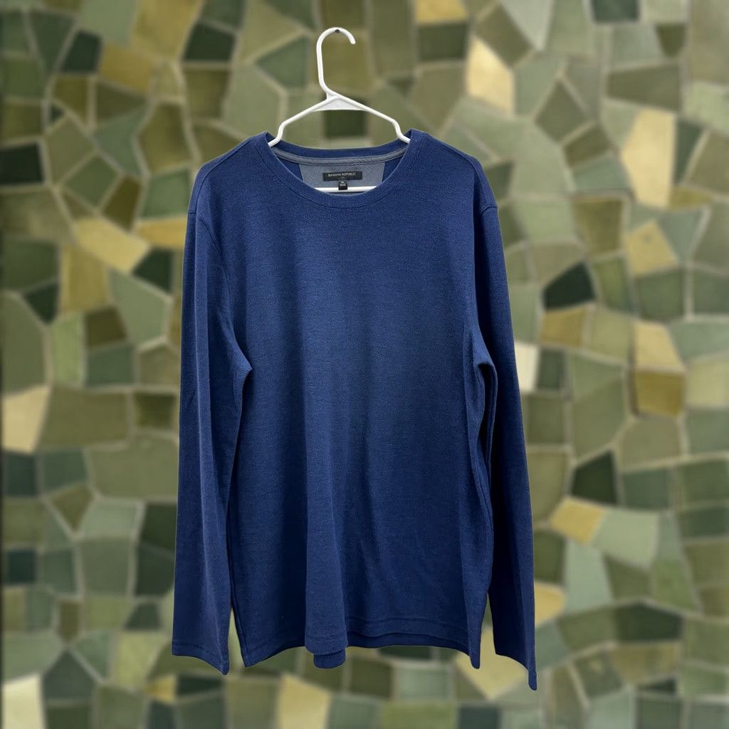 Banana Republic Banana Republic Mens Sweater Shirt XL Blue Long Sleeve Knit Pullover Shirt Knits Casual Mens Garden Party USA Classic Knit Style Size US XL / EU 56 / 4 - 1 Thumbnail