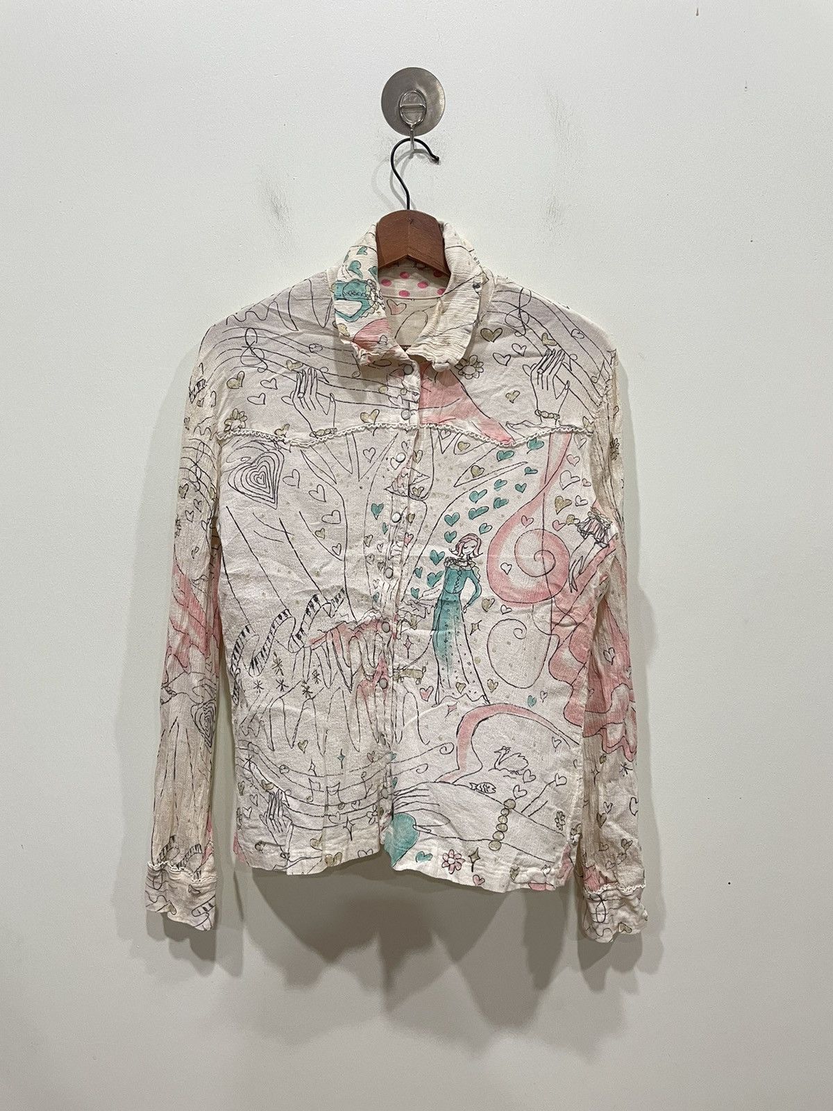 Japanese Brand × Tsumori Chisato × Vintage Tsumori Chisato Snap Button Crepe Blouse Size M / US 6-8 / IT 42-44 - 1 Thumbnail