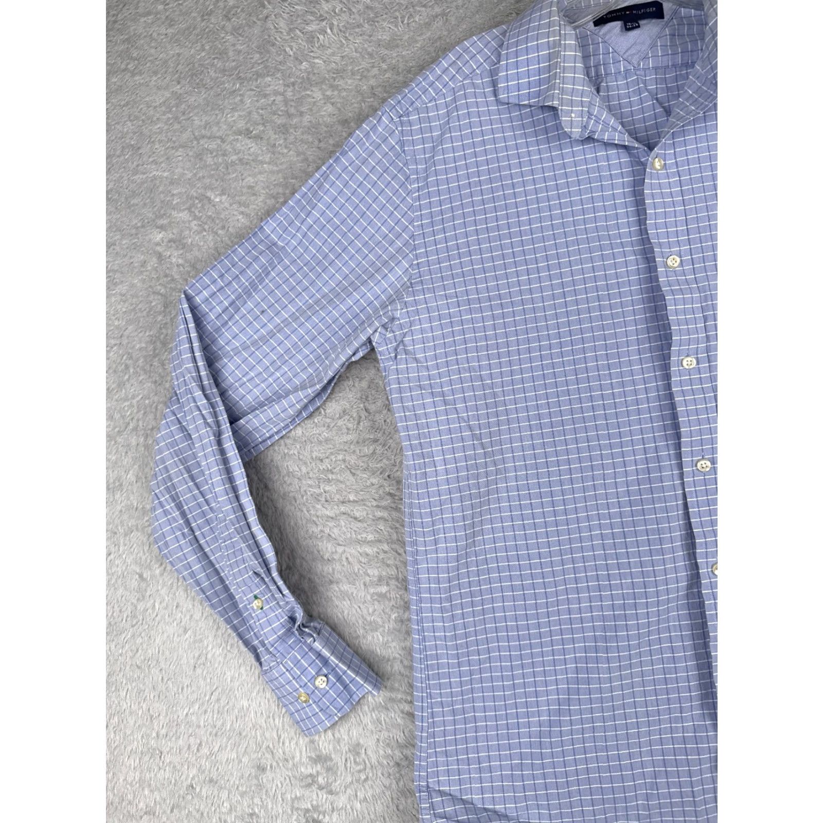Tommy Hilfiger Tommy Hilfiger Shirt Men Blue Plaid 100% Cotton Long Sleeve Slim Fit 15.5 Button-Up Size US M / EU 48-50 / 2 - 3 Thumbnail