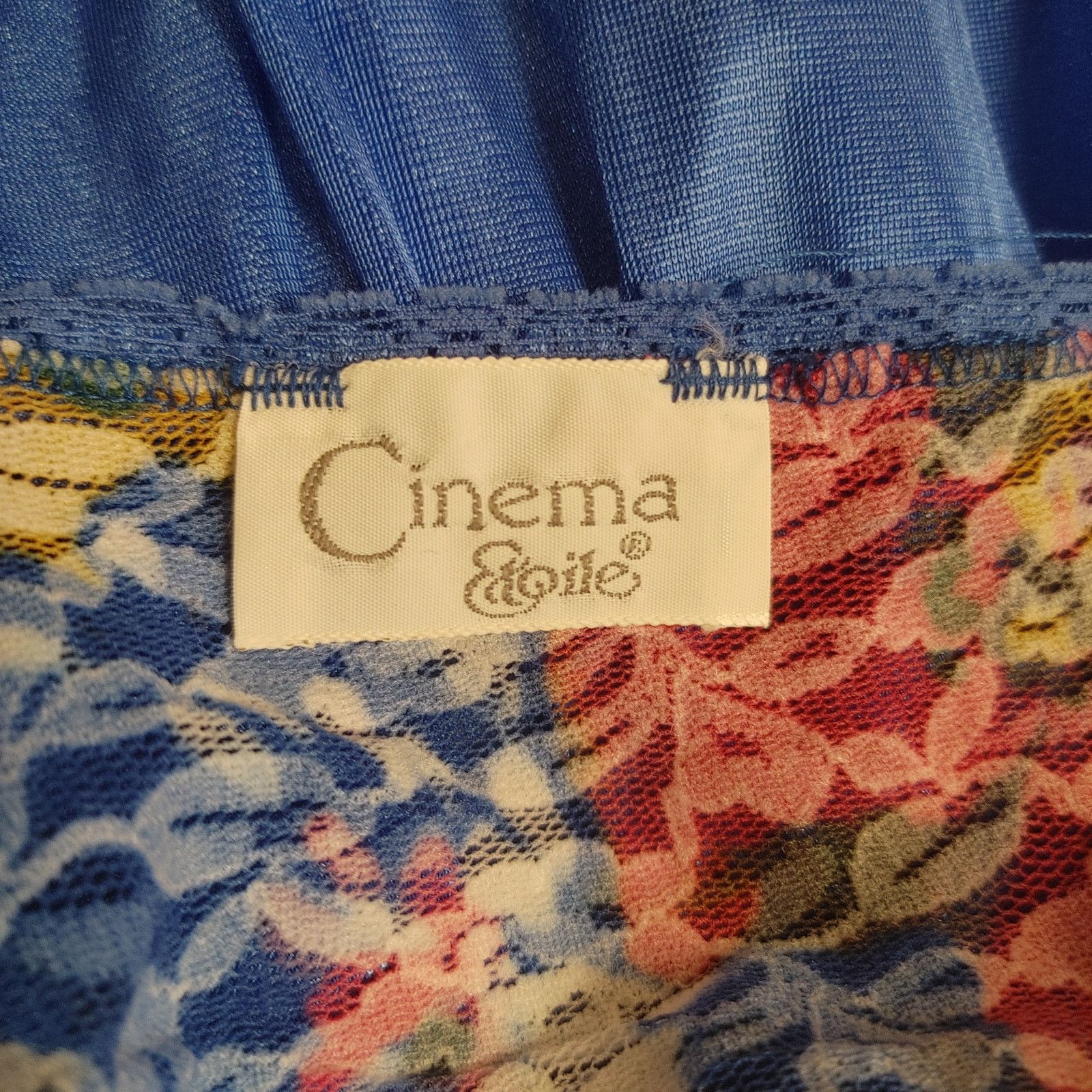 Other VTG Cinema Etoile Blue Red Floral Fit & Flare Dress Ladies L Size L / US 10 / IT 46 - 3 Thumbnail