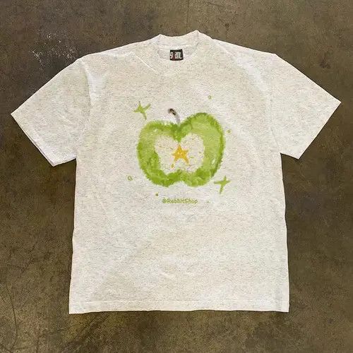 Vintage Gray casual retro loose apple print cotton t-shirt Size US L / EU 52-54 / 3 - 1 Preview