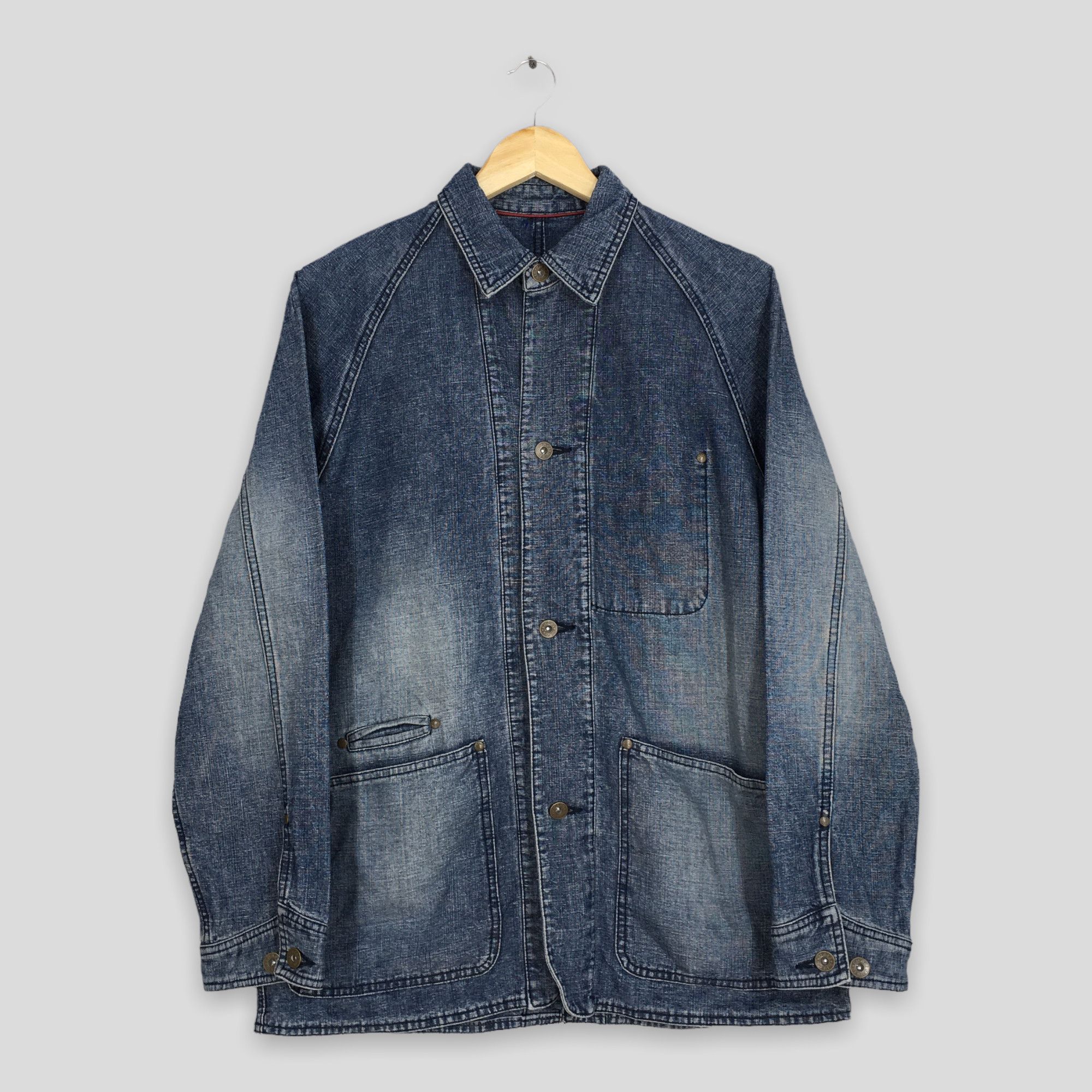 image of Vintage 1990S Chaps Denim Workers Chore Blue Jacket Large, Men's