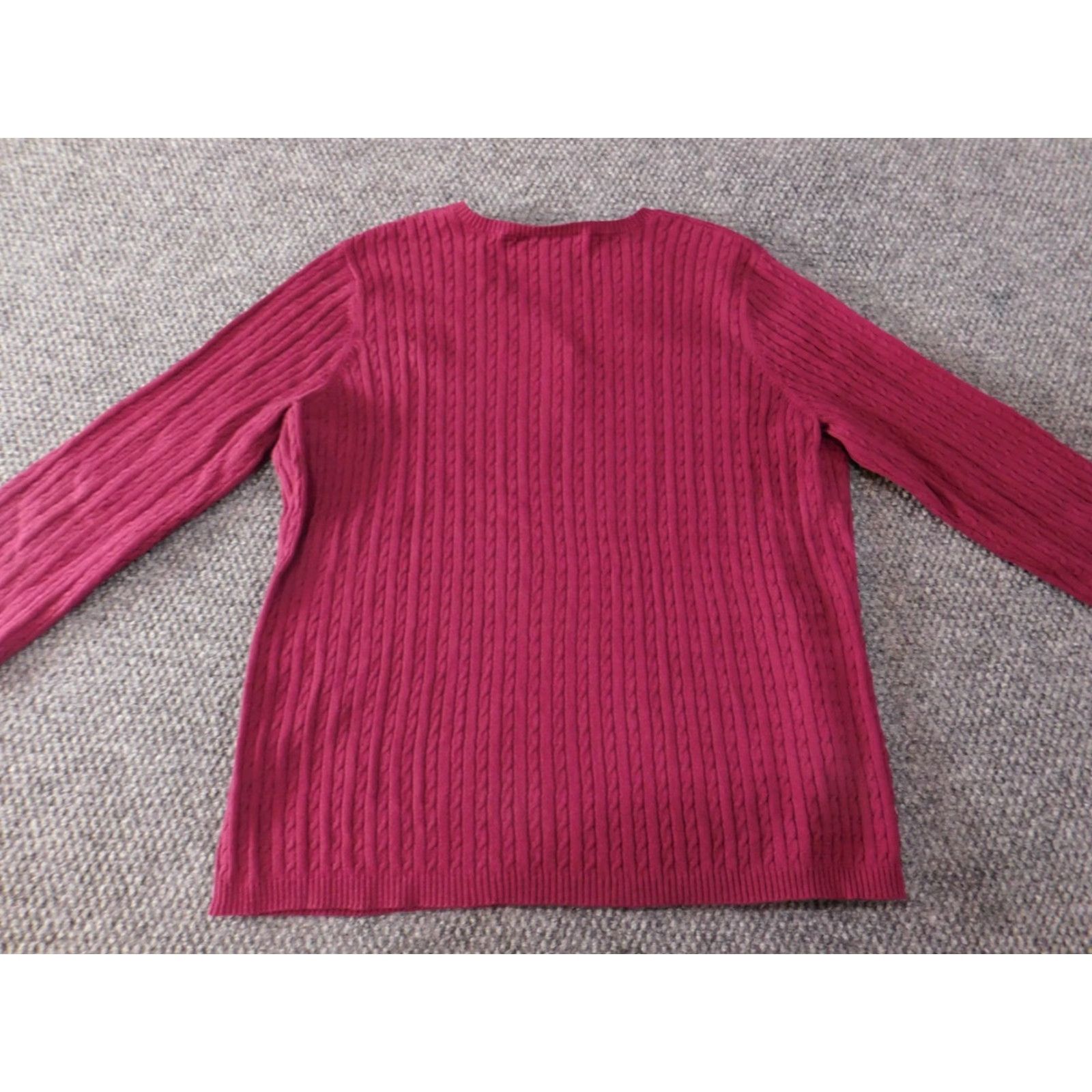 Croft & Barrow Croft & Barrow Women’s Sweater L Red Pullover Knit Cotton V-Neck Long Sleeve Classic Cozy Casual Knit Size L / US 10 / IT 46 - 7 Thumbnail