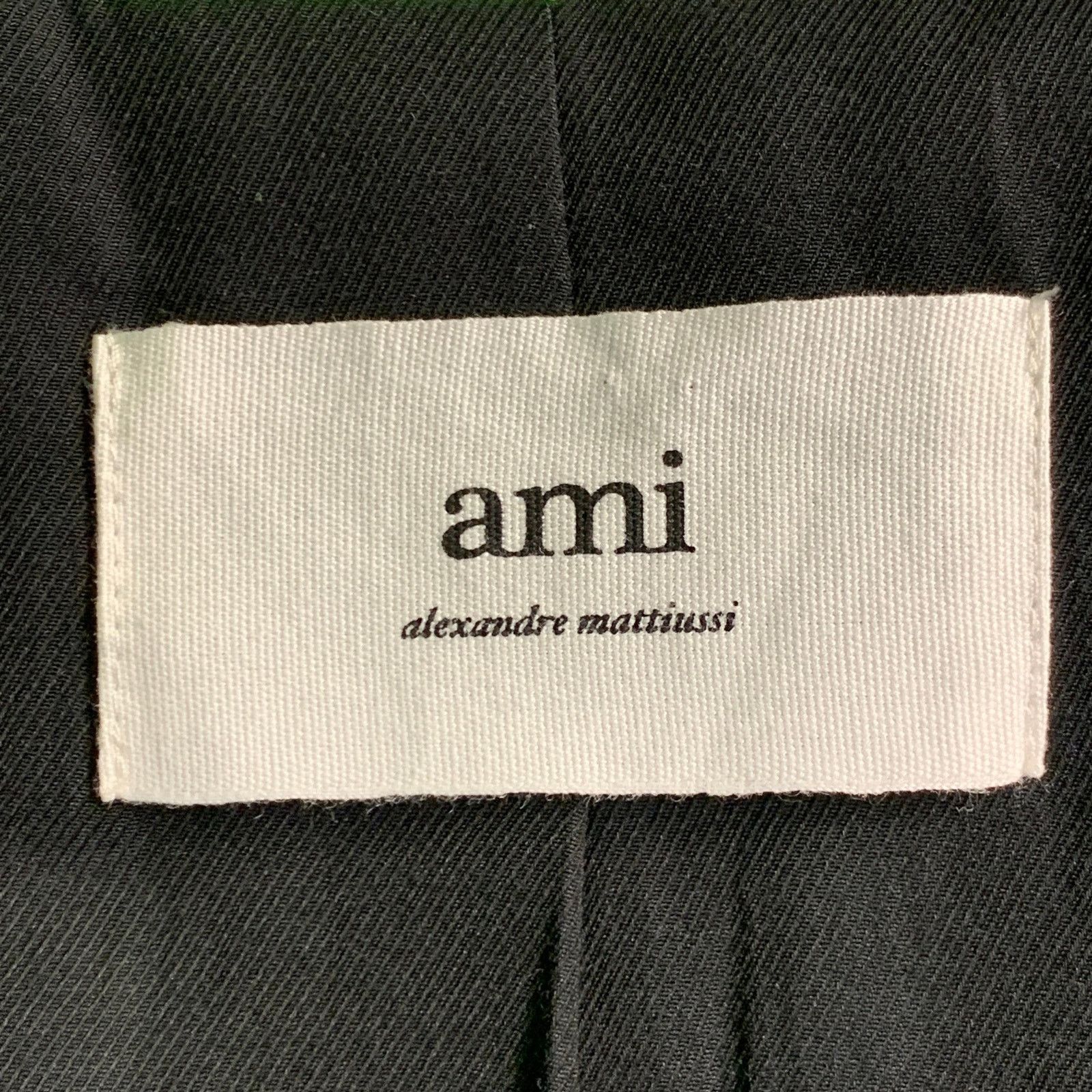 AMI Size 36 Neon Green Wool Blend Twill Notch Lapel Suit Size 36R - 7 Thumbnail