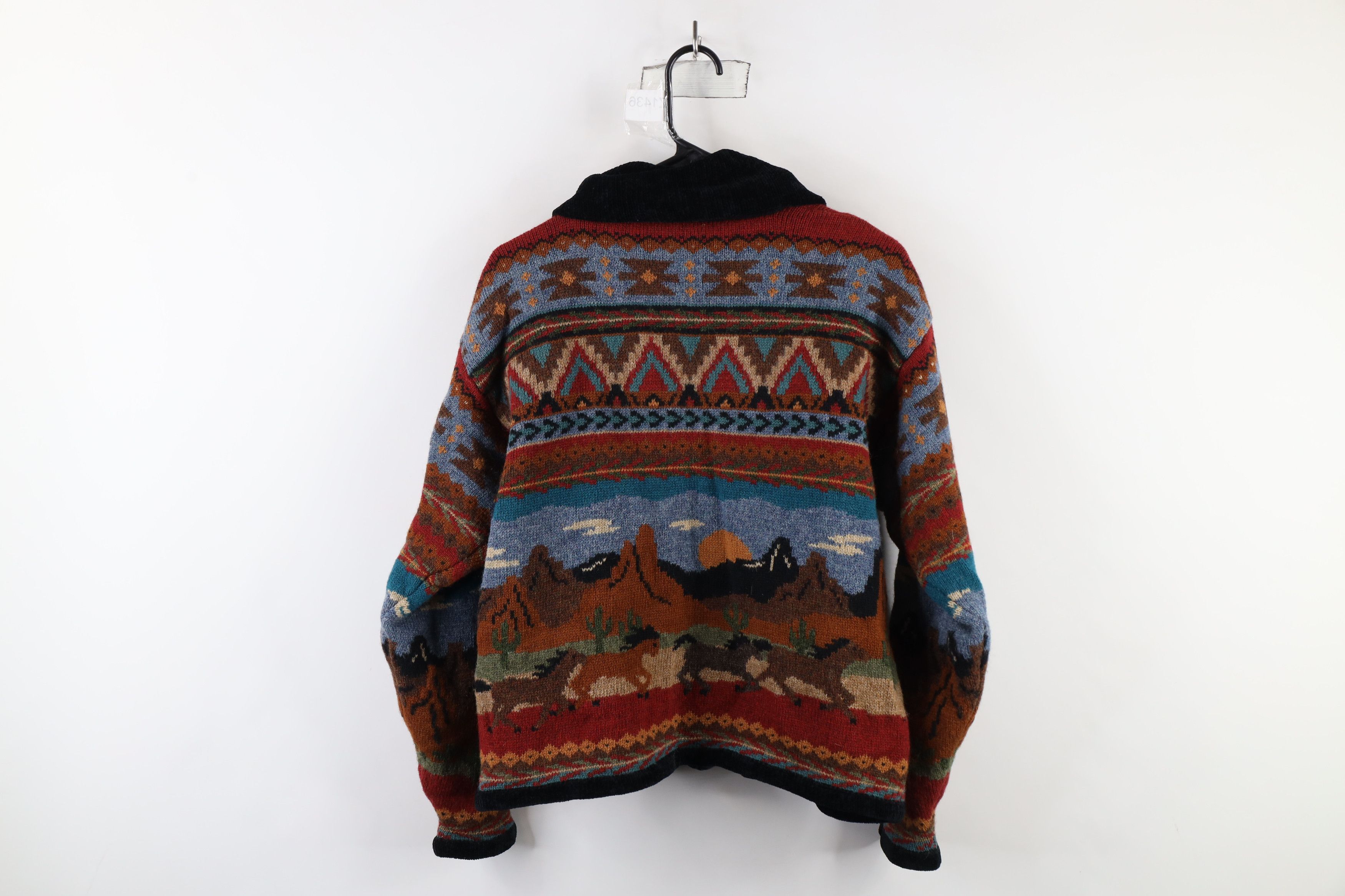 Vintage Vintage 90s Southwestern Horse All Over Print Sweater Jacket Size L / US 10 / IT 46 - 12 Thumbnail