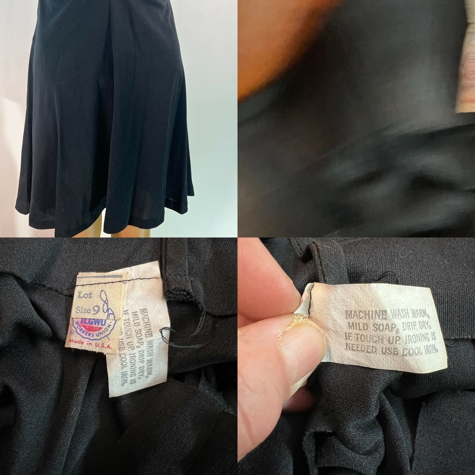 Vintage VTG ILGWU Spaghetti Straps Zipper Rauched Black A Line Mini Dress Womens SZ 9 Size M / US 6-8 / IT 42-44 - 8 Thumbnail