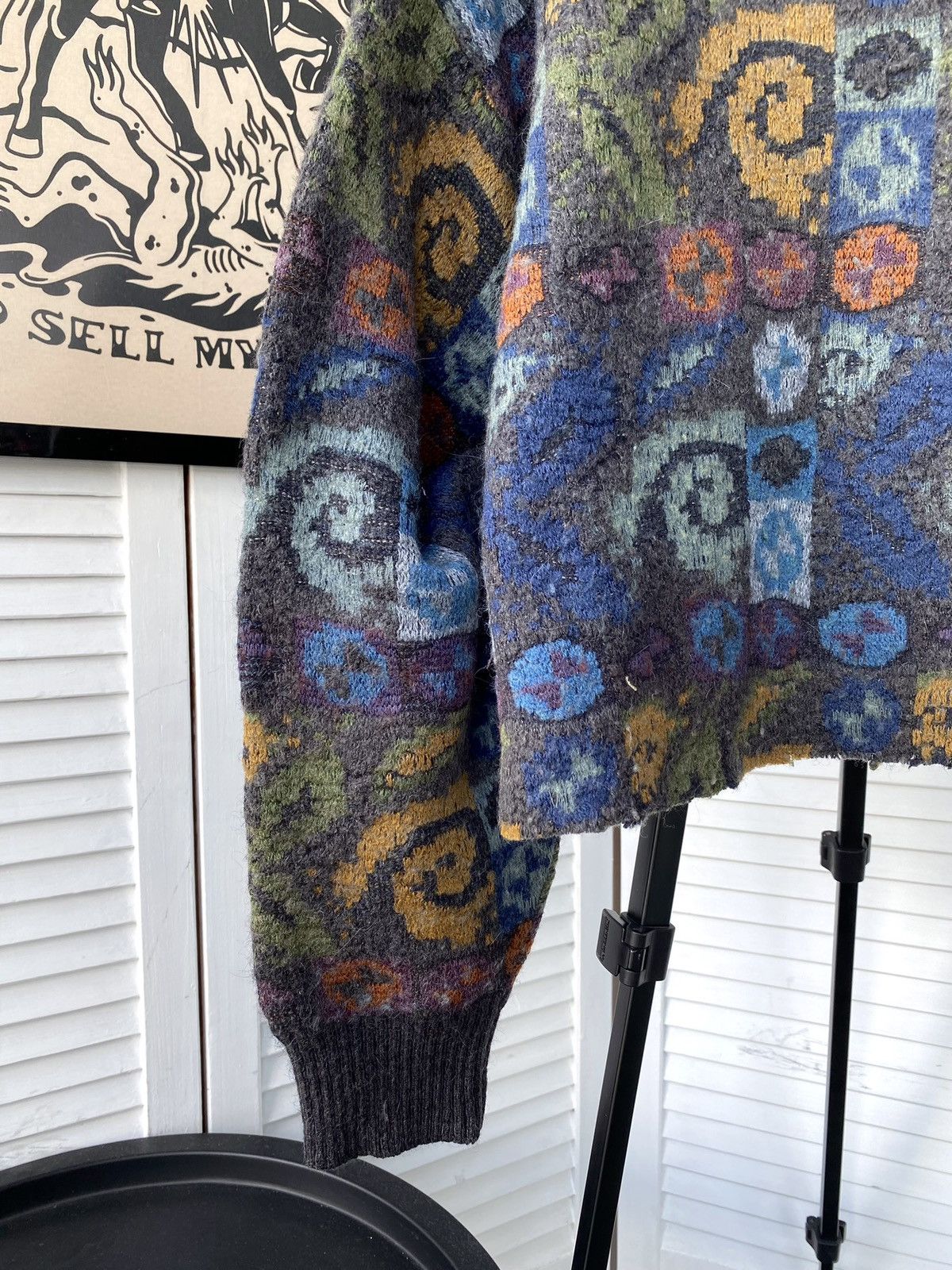 Japanese Brand × Vintage Vintage Abstract Cropped Wool Knit Sweater Baggy Size US L / EU 52-54 / 3 - 5 Thumbnail