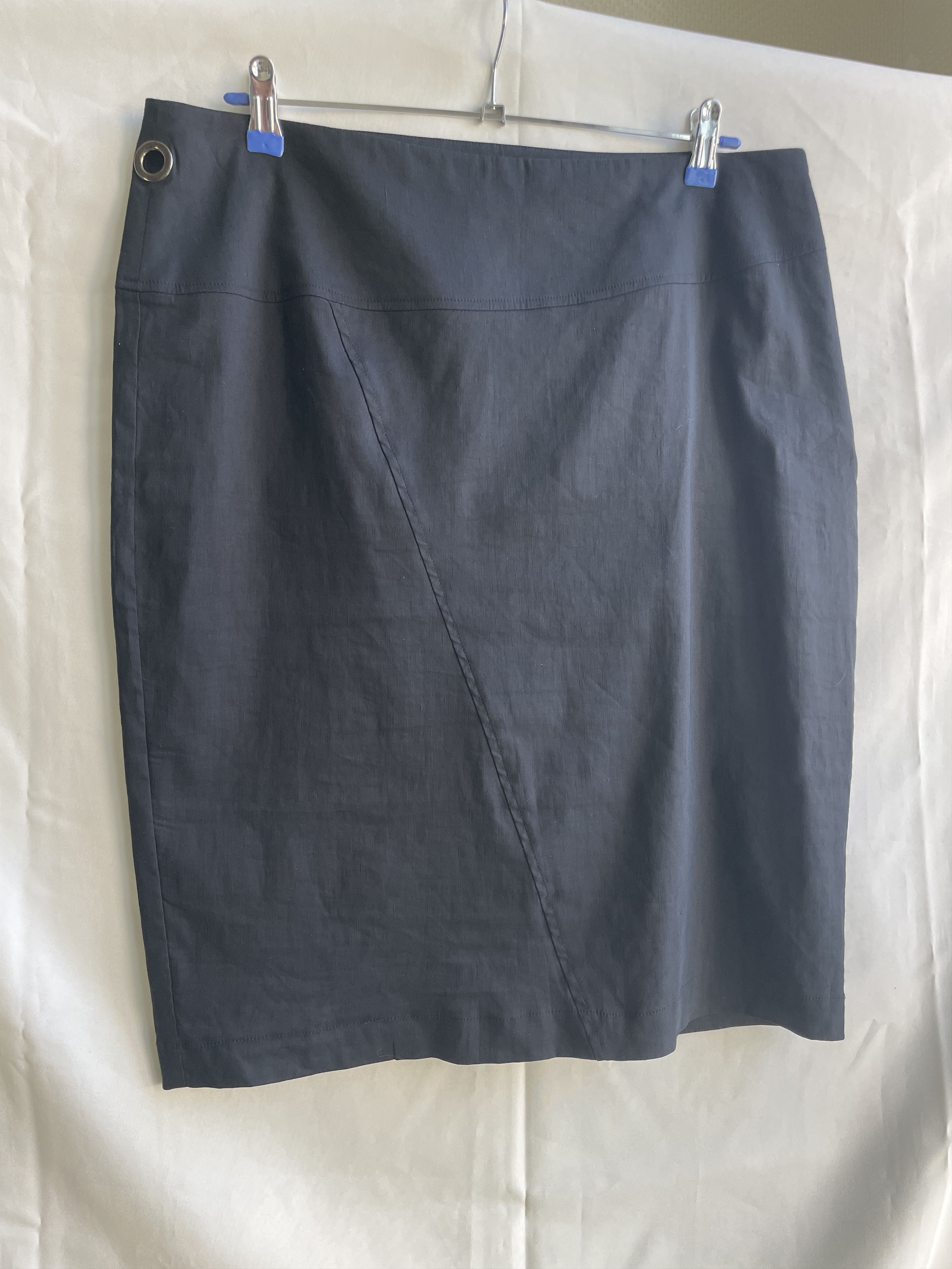 Sarah Pacini Sarah Pacini Linen Blend Dark Navy Pencil Mini Skirt Size 34" / US 12 / IT 48 - 3 Thumbnail