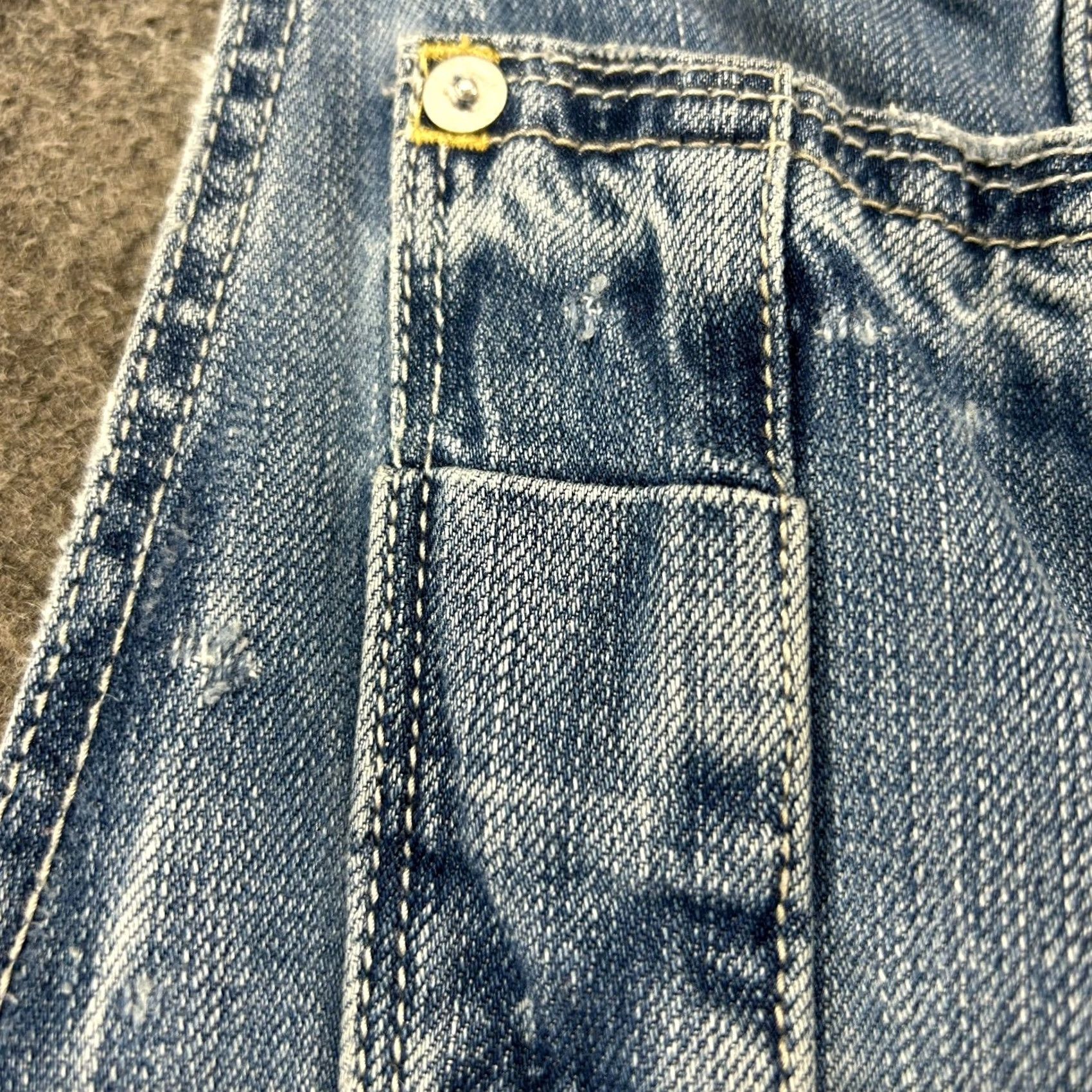 American Eagle Outfitters VINTAGE American Eagle Outfitters Overall Womens XS Blue Denim Distressed One-Piece 90s Retro Casual Workwear Sleeveless Pockets Size 26" / US 2 / IT 38 - 2 Thumbnail
