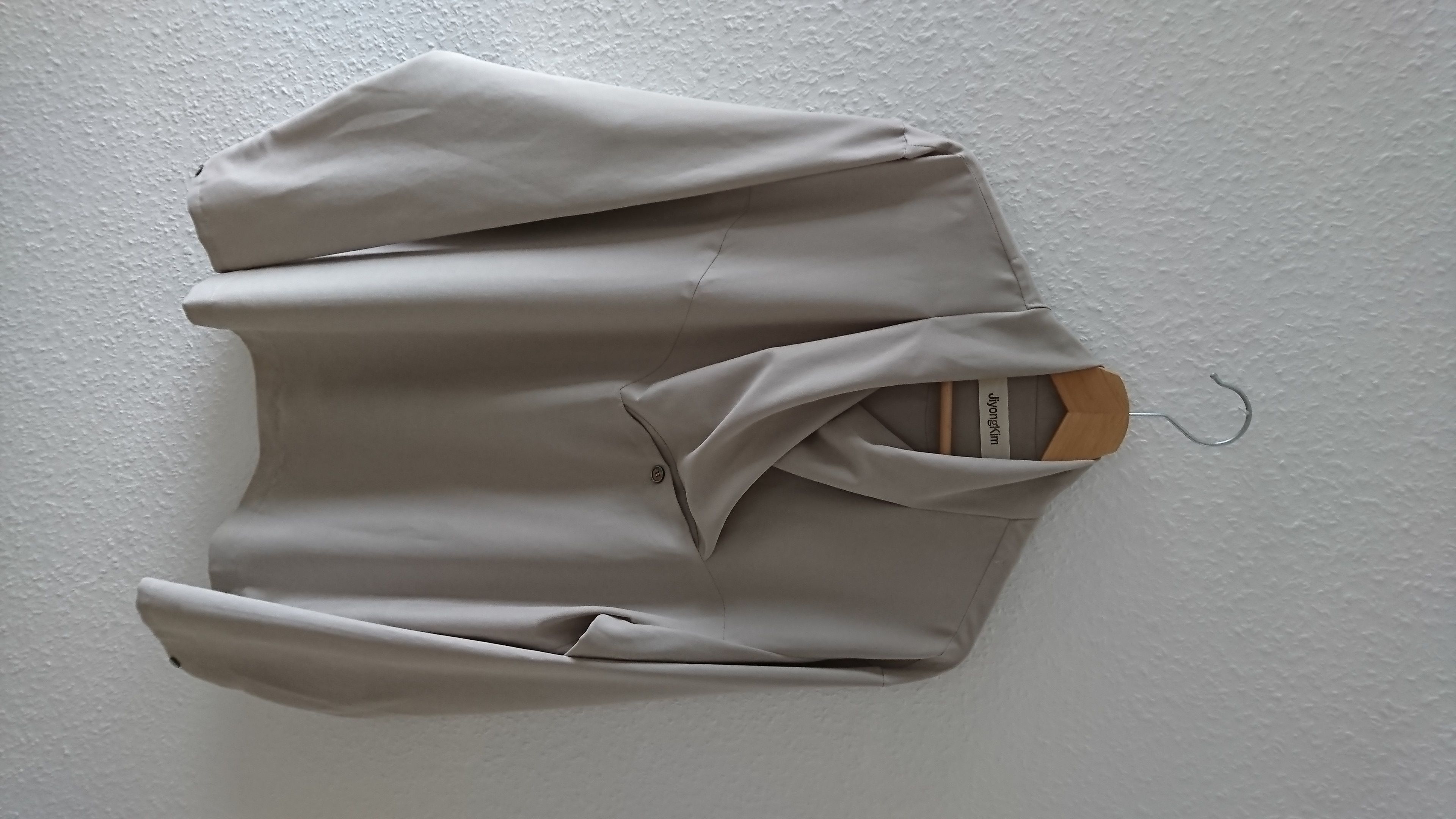 image of Jiyongkim Greyish Shawl Collar T-Shirt, Men's (Size Large)