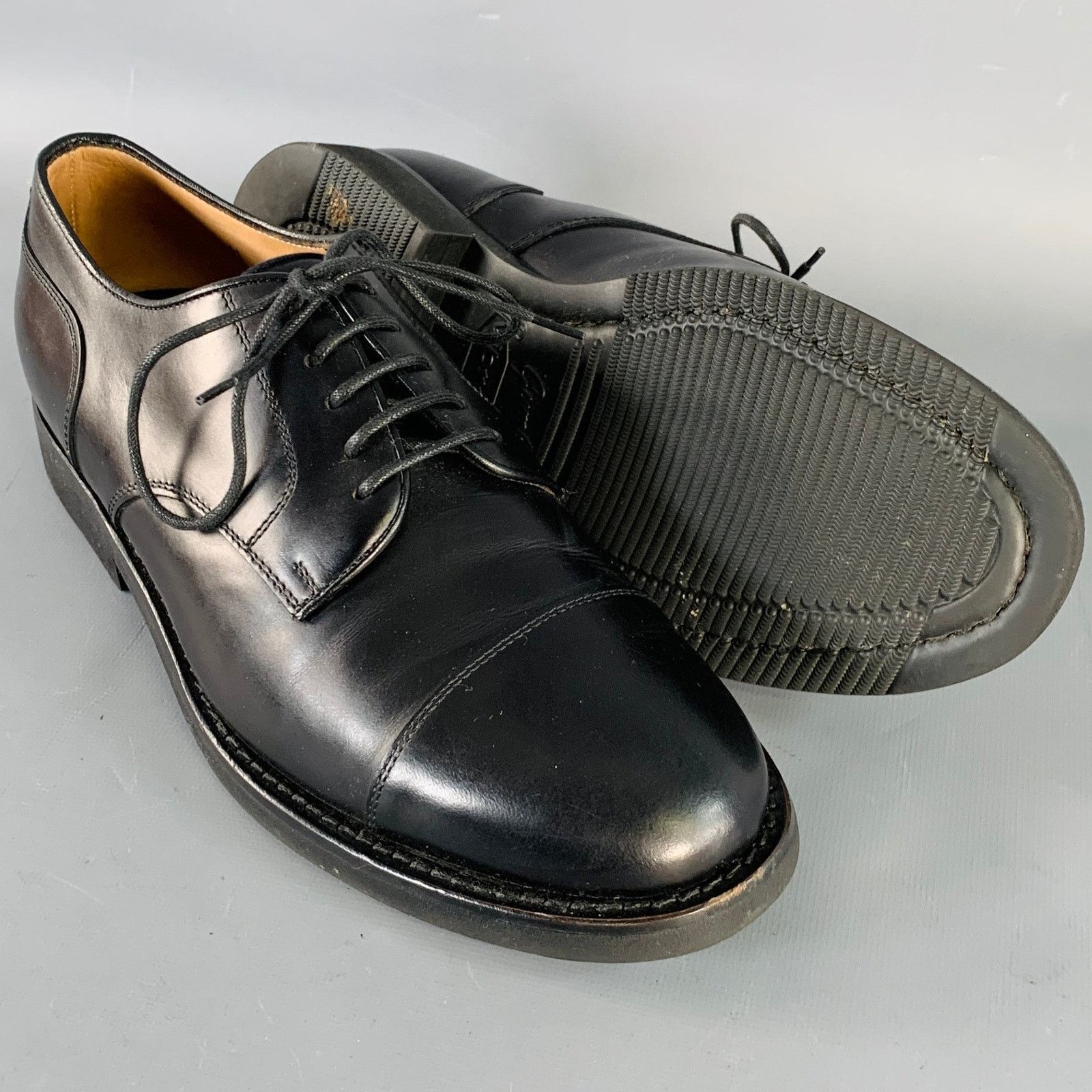 Brunello Cucinelli Size 8 Black Leather Cap Toe Derby Lace-Up Shoes Size US 8 / EU 41 - 5 Thumbnail