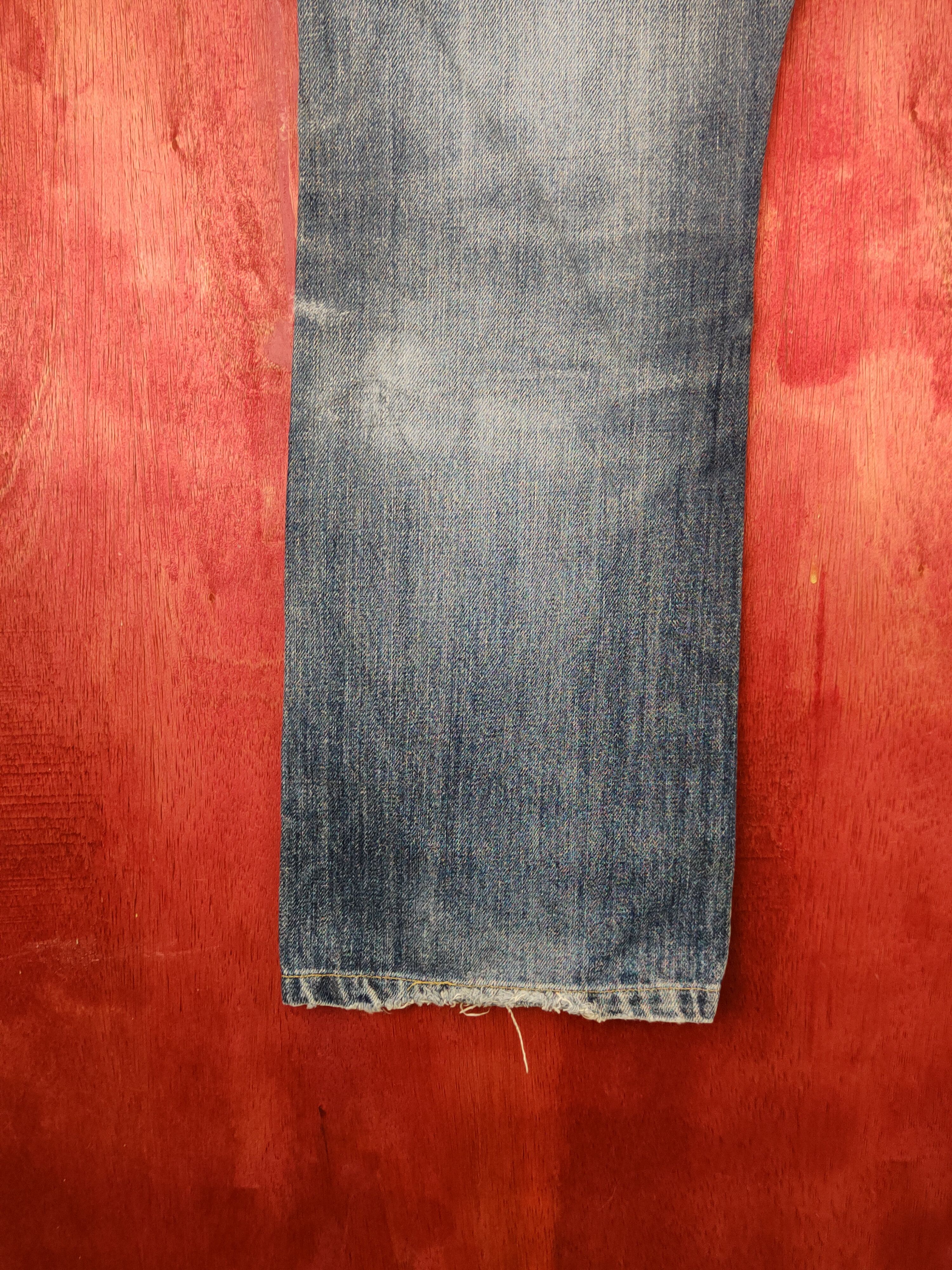 Japanese Brand Uniqlo Blue Faded Distressed Ripped Boot Cut Jeans #S1674 Size US 32 / EU 48 - 10 Thumbnail