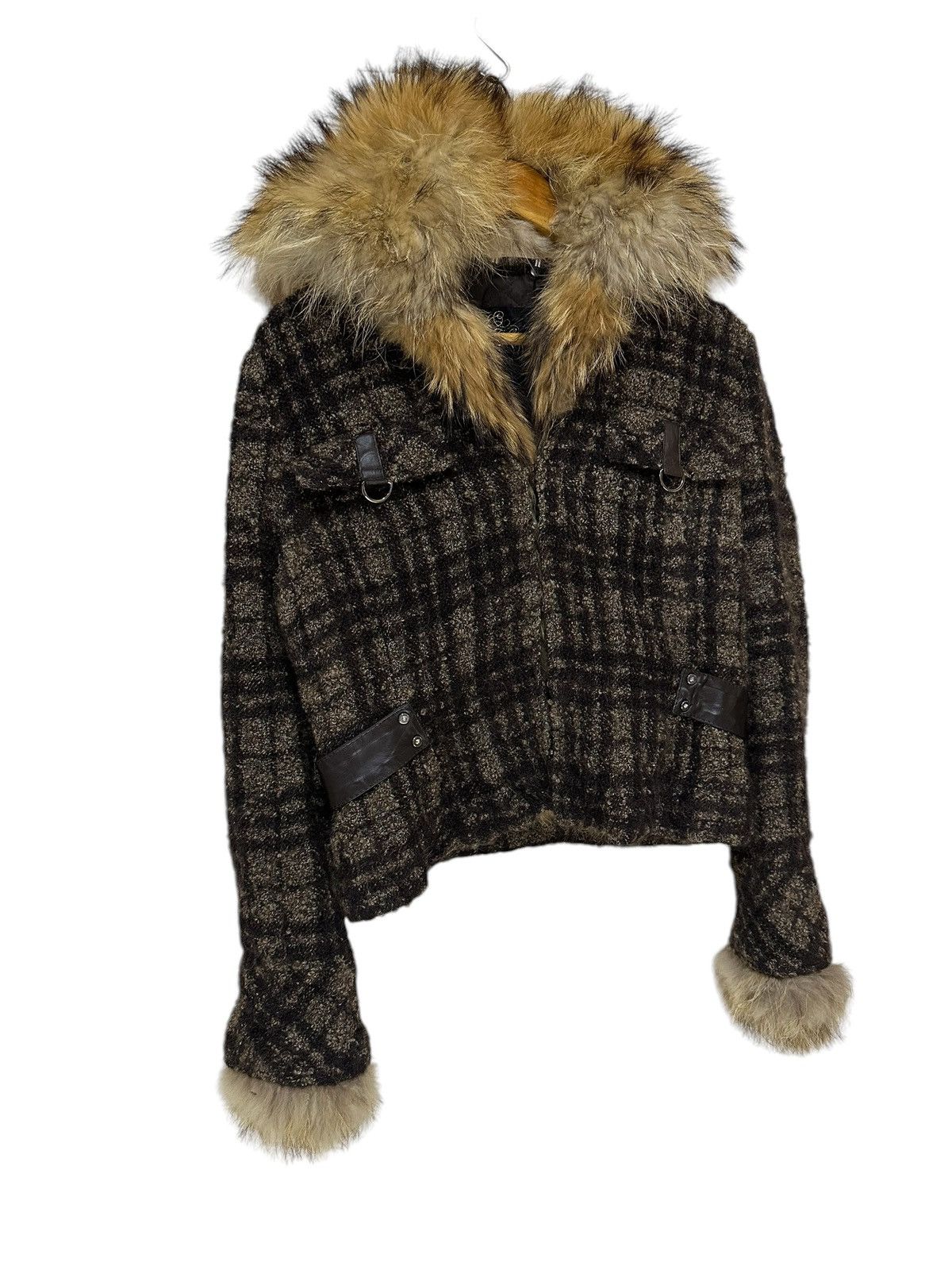 Japanese Brand La Moda Goji Tweed Jacket Fur Faux Jacket Size M / US 6-8 / IT 42-44 - 4 Thumbnail