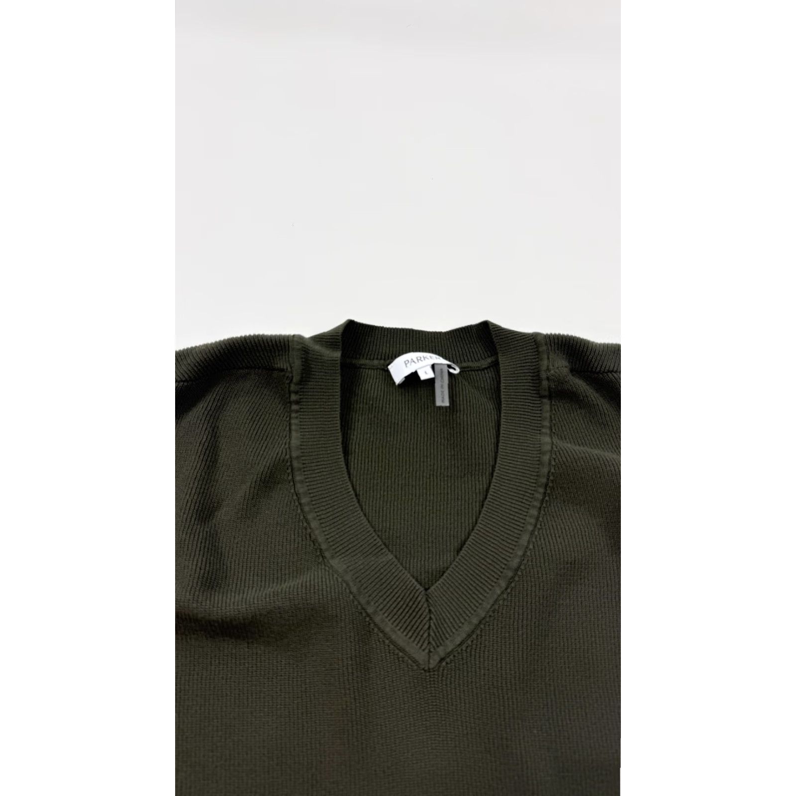 Parker Parker Sweater Womens Large Olive Green V Neck Rib Knit Long Sleeve Pullover Size L / US 10 / IT 46 - 4 Thumbnail