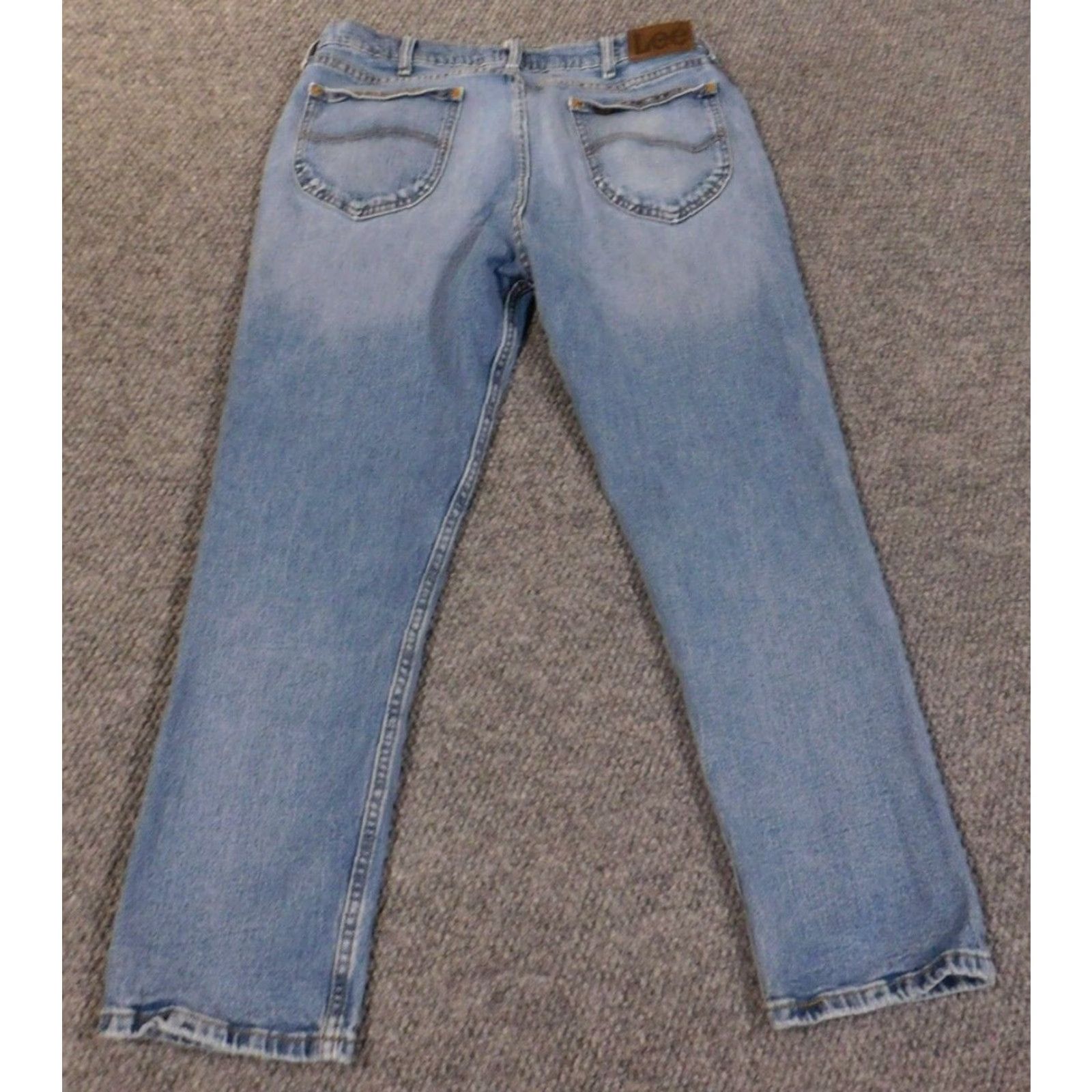 Lee Lee Jeans Men Jeans 36x30 Light Blue Distressed Denim Work Straight Regular USA Pocket Zipper Mid Rise 30 In Inseam Size US 36 / EU 52 - 6 Thumbnail