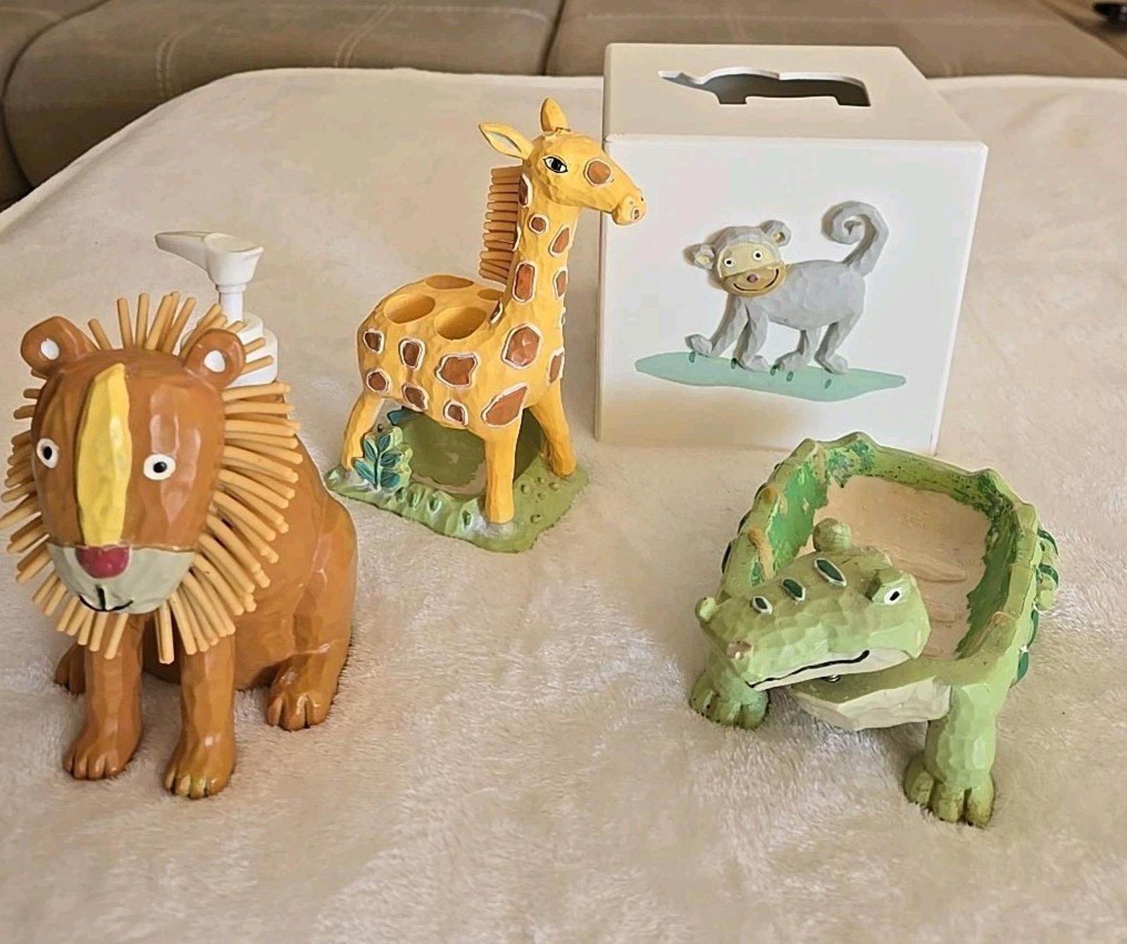 Jeff Hamilton Vtg Jenny Jeff Safari Zoo Bathroom Set, Tissue Box Soap Dish Size ONE SIZE - 9 Thumbnail