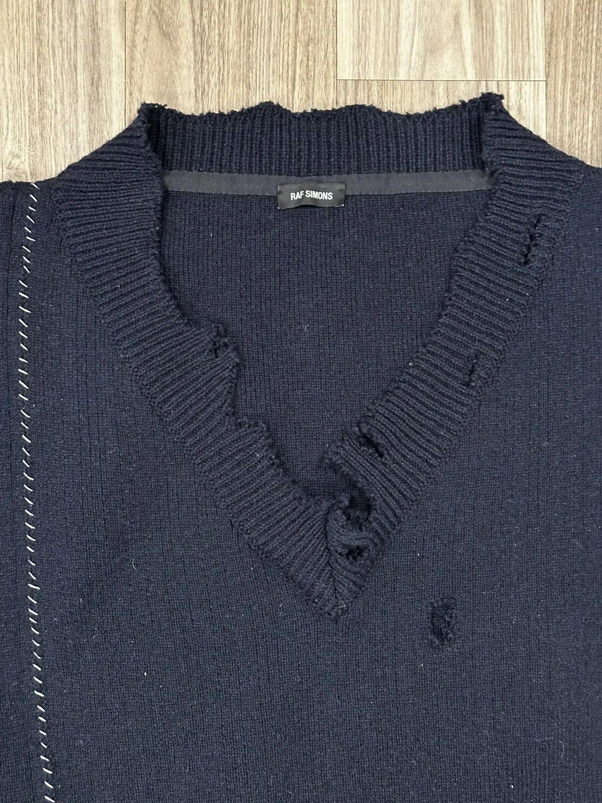 Raf Simons Oversized Destroyed Varsity Sweater Size US XL / EU 56 / 4 - 2 Thumbnail