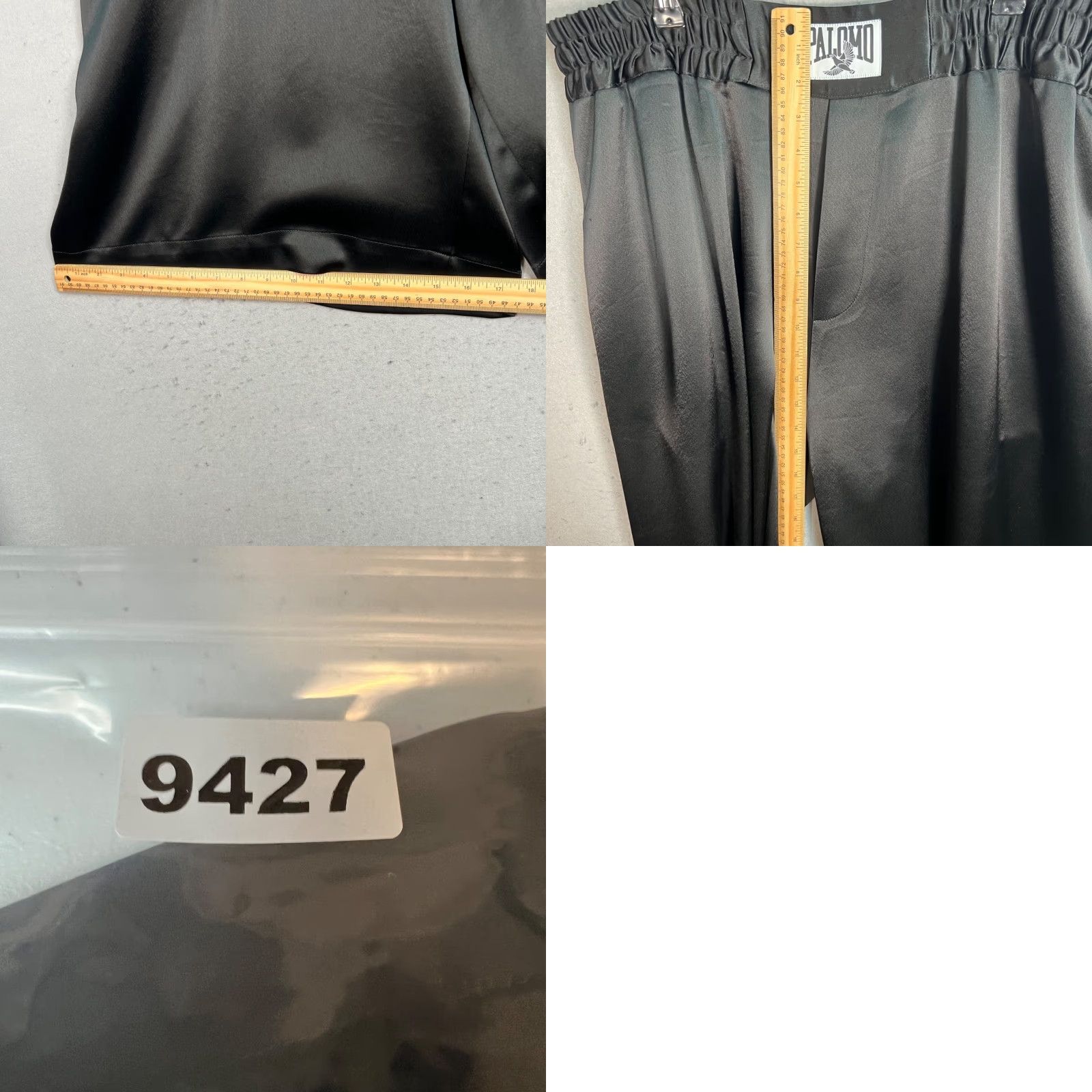 Vintage Palomo Spain Black Satin Shorts Mens Large Elastic Waist Bermuda Satin Front Flat Front Size US 33 - 8 Thumbnail