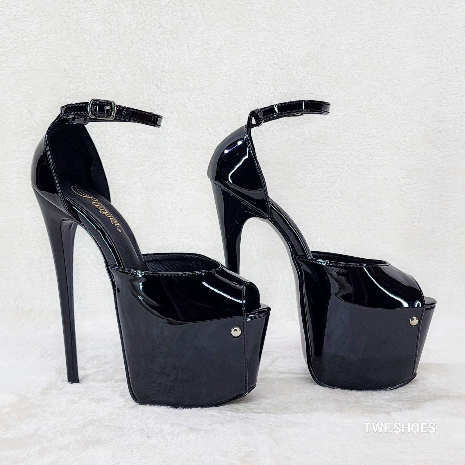 Other Juicy 15 Black Patent Slim 7" Stiletto Platform Closed Back Size US 7 / IT 37 - 5 Thumbnail