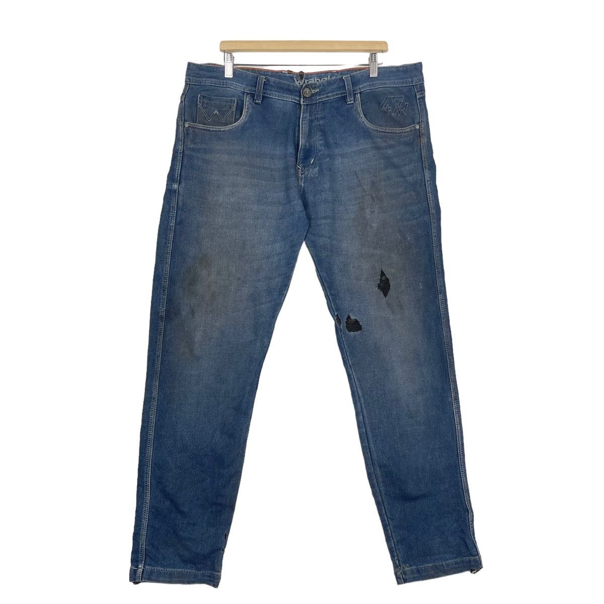 If Six Was Nine Wrangler Stone Wash Zipper Fly Denim Jeans W40 Size US 40 / EU 56 - 2 Thumbnail