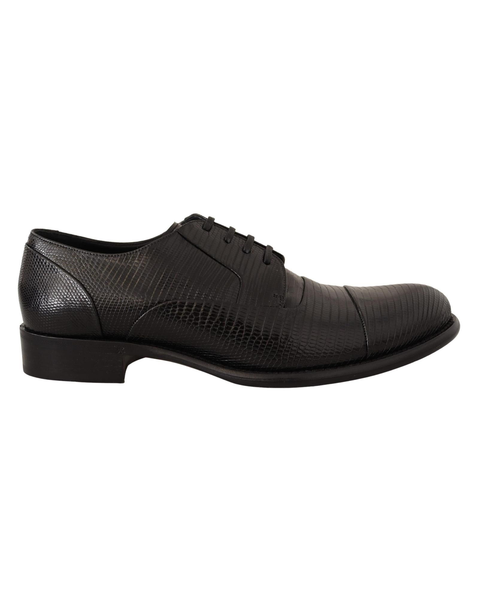 image of Dolce Gabbana Lizard Leather Lace-Up Derby Shoes in Black, Men's (Size 9)