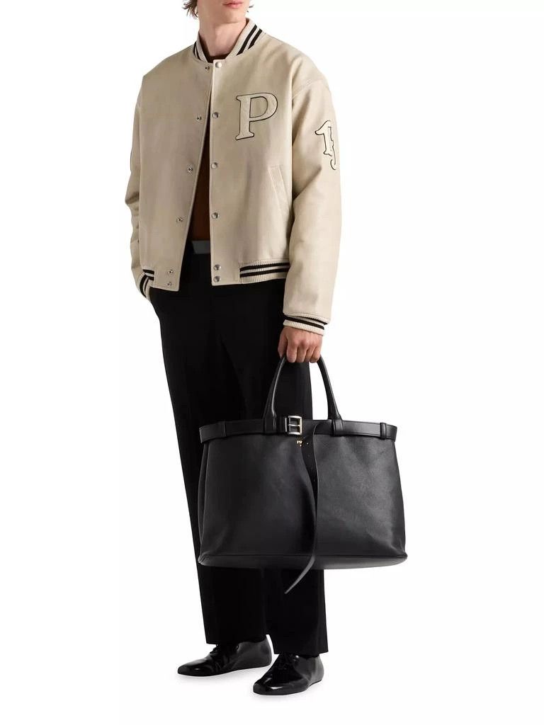 Prada o1la1rc1a0925 Padded Leather Bomber Jacket in Beige Size US M / EU 48-50 / 2 - 2 Thumbnail