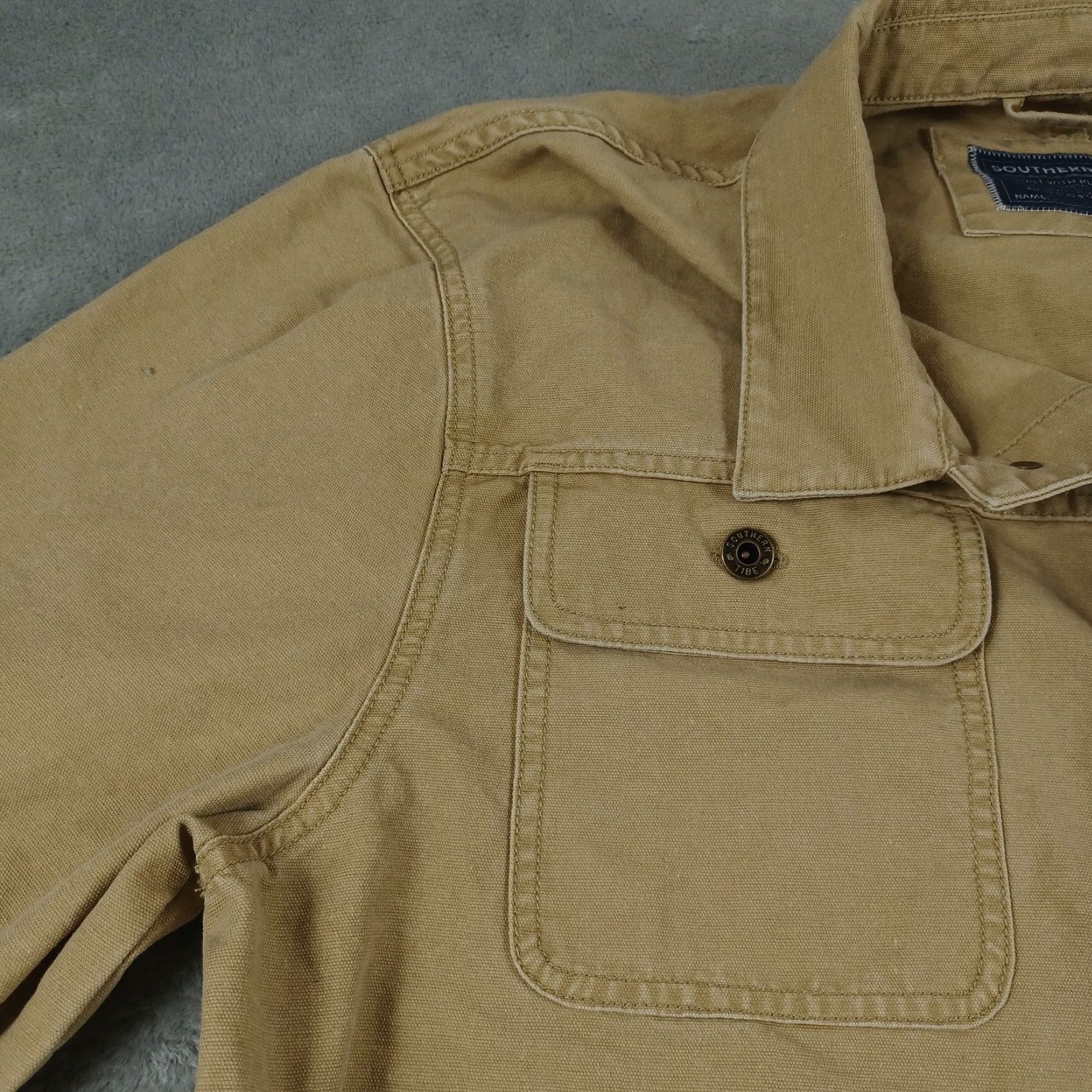 Southern Tide Jacket Mens XL Brown Canvas Chore Outdoor Pockets Workwear