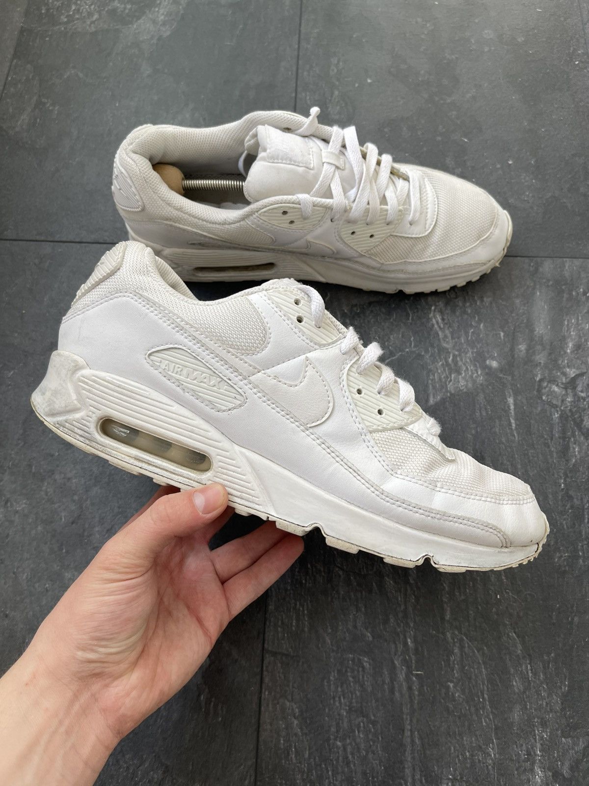 Nike Nike Air Max 90 White Leather Size US 12 / EU 45 - 2 Thumbnail