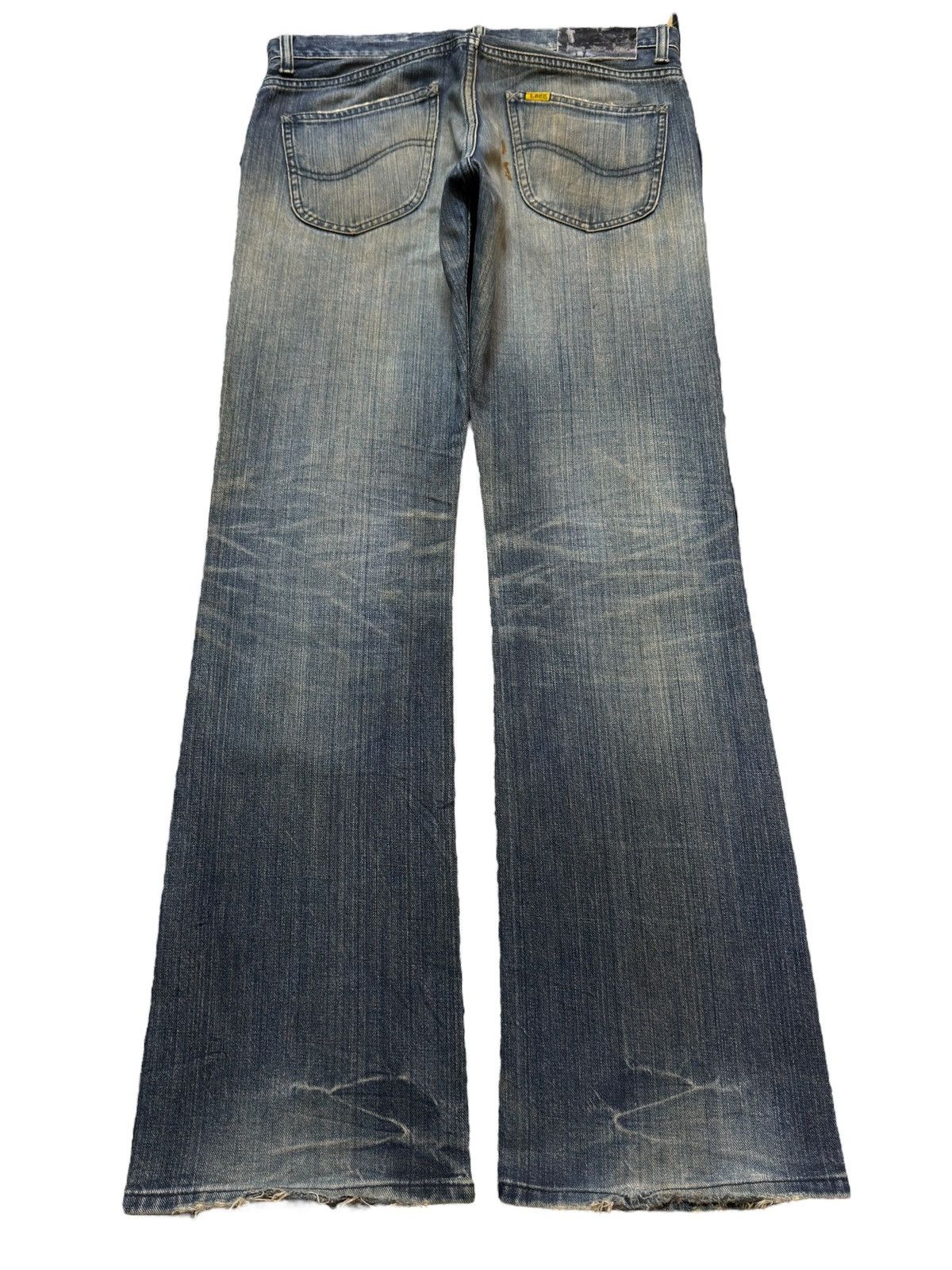 Lee Vintage 90s Lee Mud Wash Faded Whisker Wide Leg Flare Jeans Size US 32 / EU 48 - 2 Thumbnail