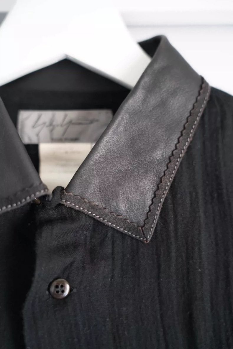 Yohji Yamamoto Yohji Yamamoto Yohji Yamamoto Black Shirt with Leather Col Size US M / EU 48-50 / 2 - 4 Thumbnail