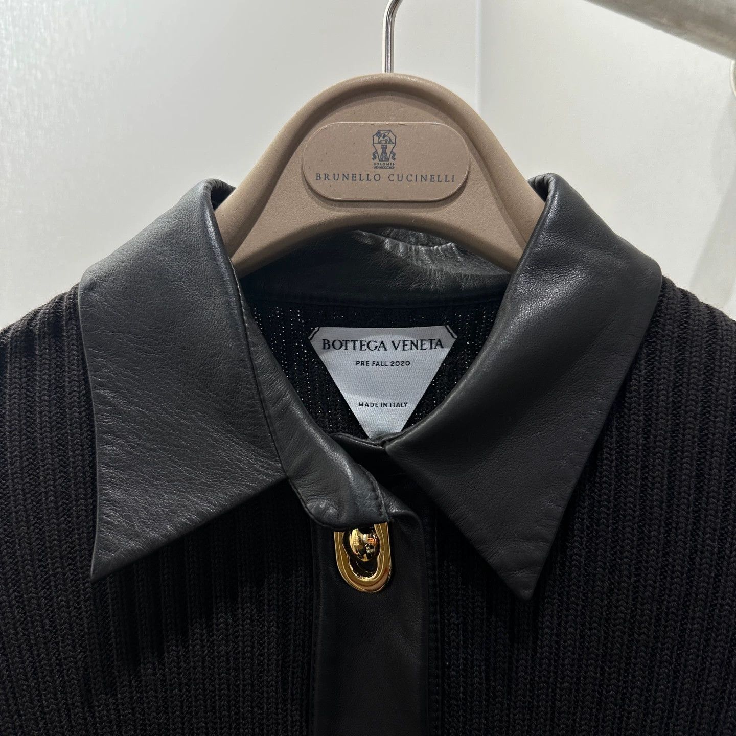 Bottega Veneta BV mar125 ribbed knit leather longsleeve dress S wool Size S / US 4 / IT 40 - 6 Thumbnail