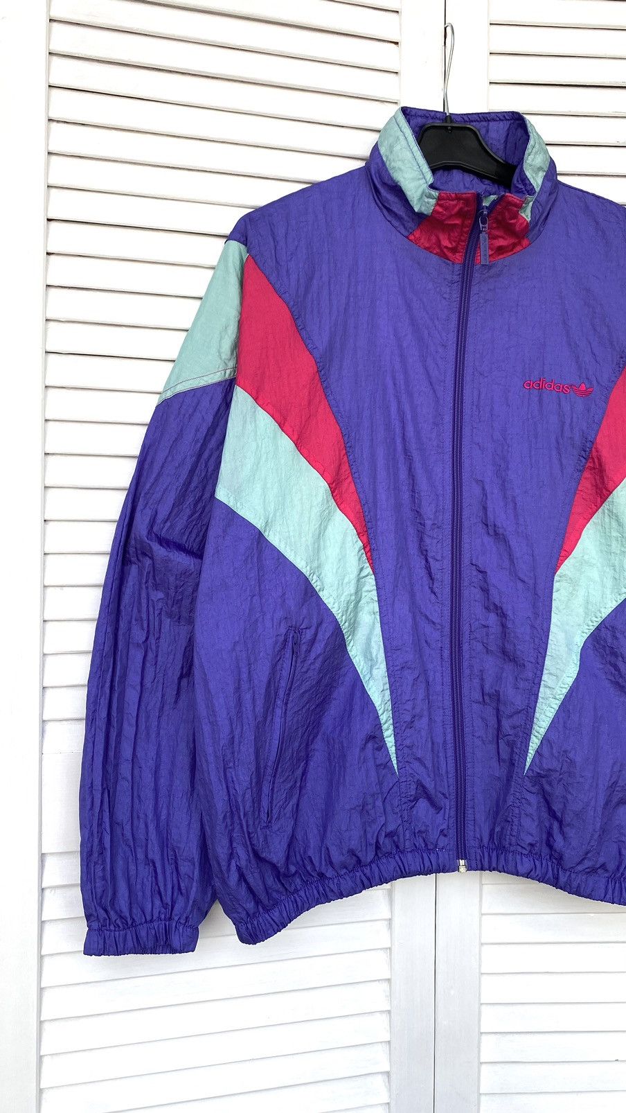 Adidas × Vintage Vintage Adidas Track Retro Jacket Nylon 90s Purple Size US S / EU 44-46 / 1 - 10 Thumbnail