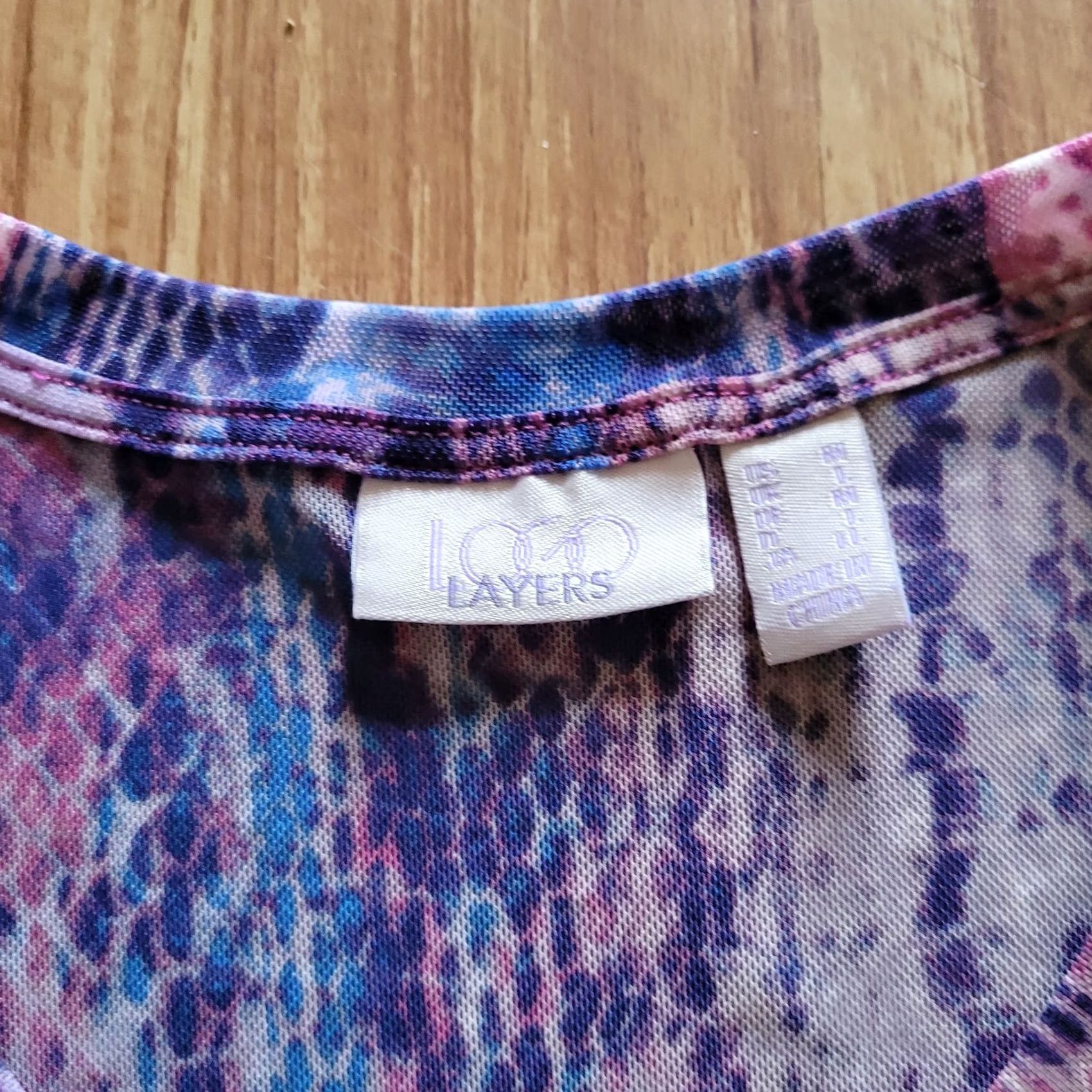 Vintage LOGO by Lori Goldstein Shirt Womens Medium Pink Purple Snakeskin Sheer Glam Blouse Size M / US 6-8 / IT 42-44 - 4 Thumbnail