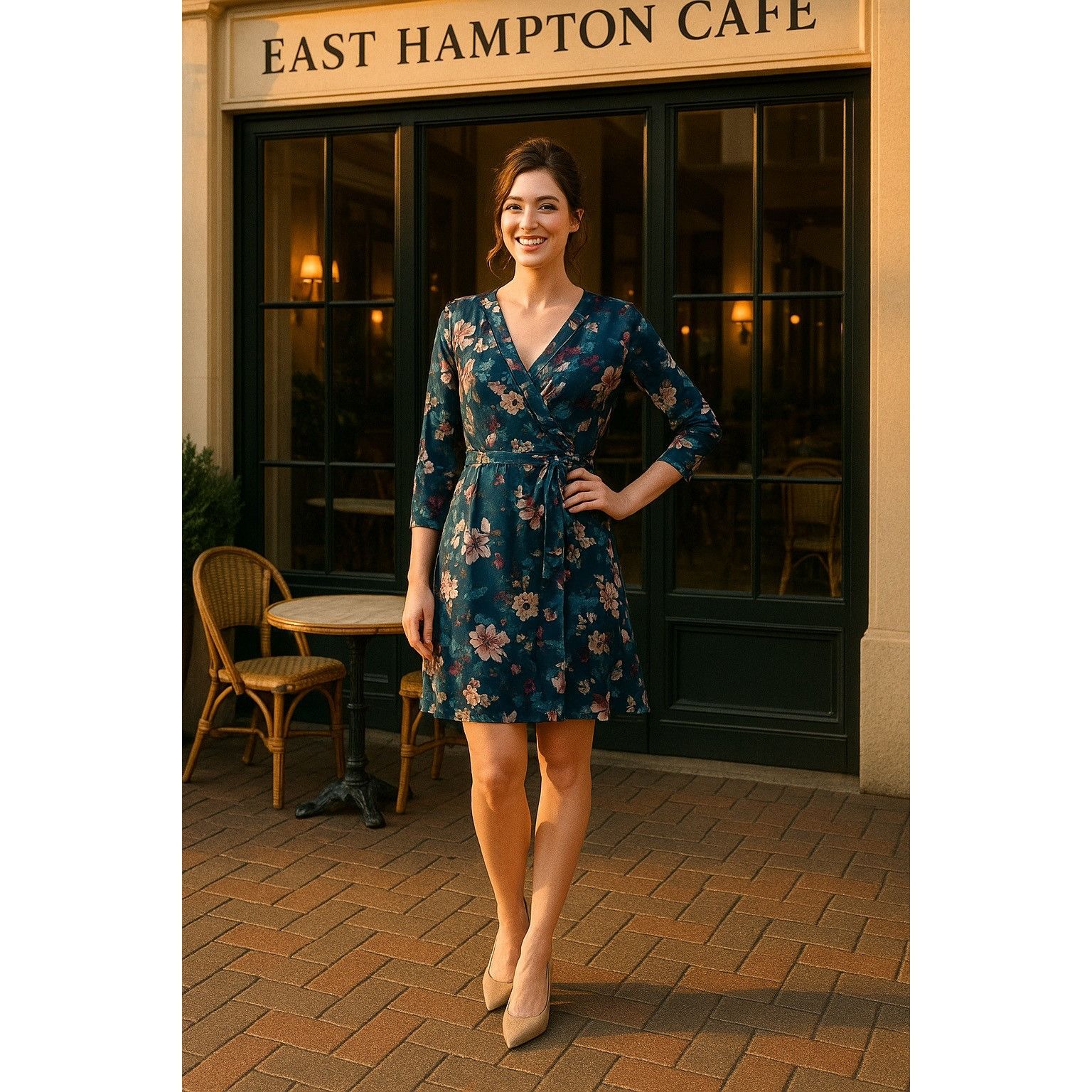 Other Thalia Sodi Small Teal Floral Wrap Dress Long Sleeve Fall Pa Size S / US 4 / IT 40 - 6 Thumbnail